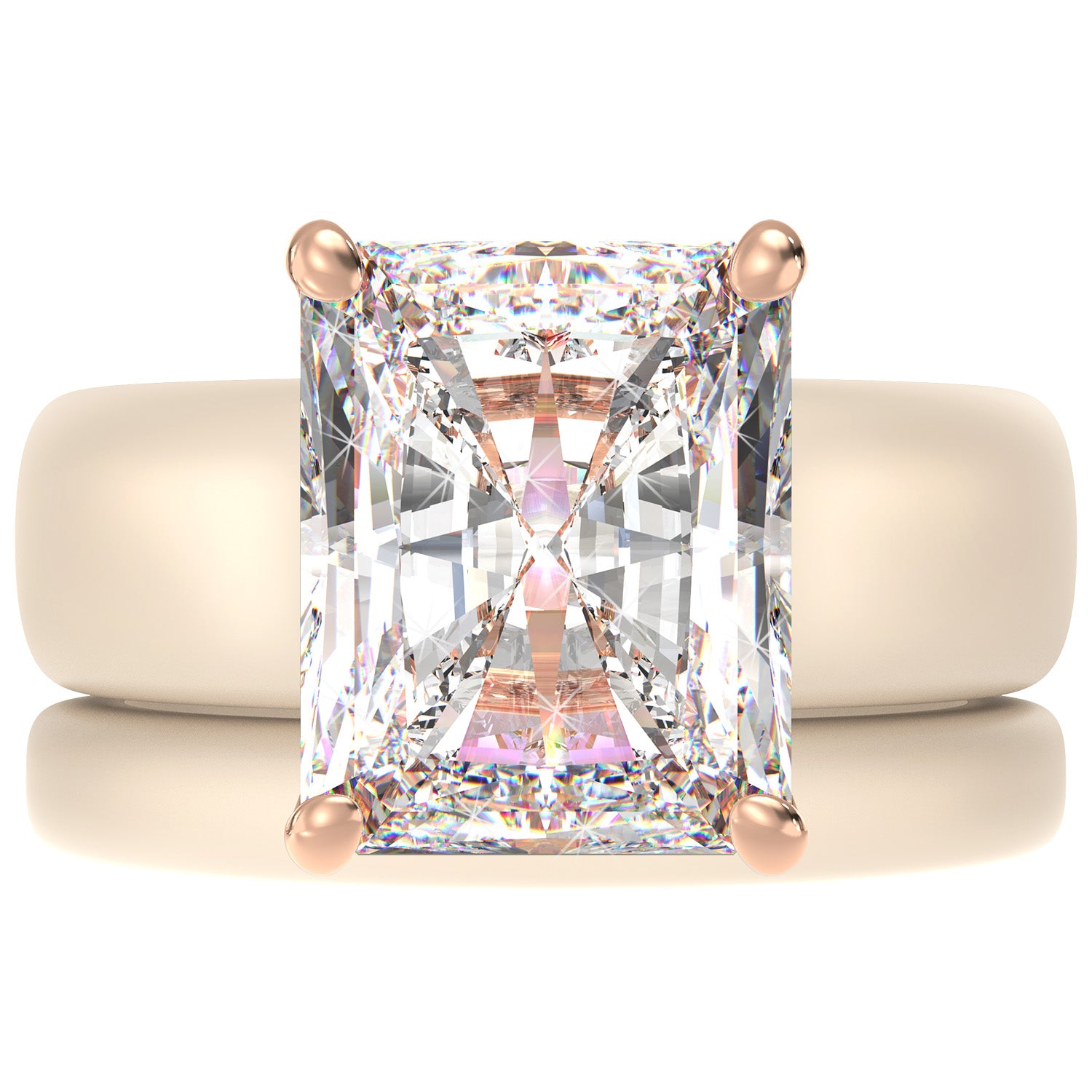 Emerald Cut CZ Silicone Ring Set for Women, Stackable 2-Ring Set, 10x8 mm CZ Stone, Thin Band, Patented Design, GlowStone Collection