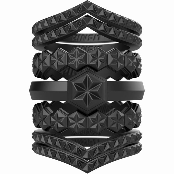 7 Stackable Women's Silicone Rings – Stylish & Comfortable | Patented Design