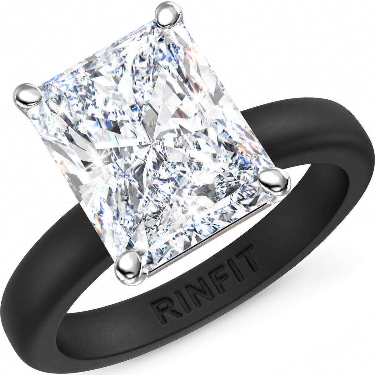 Rinfit Thin Silicone Ring – 10×8 mm Emerald Cut CZ | Patented Design - GlowStone Collection