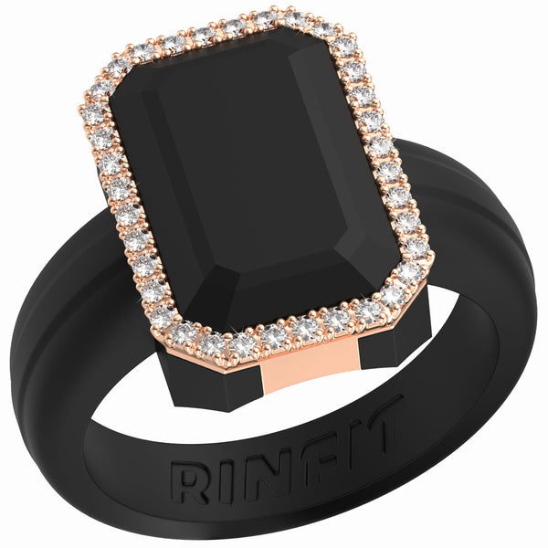 Emerald Silicone Ring with Metal Frame & CZ Stones