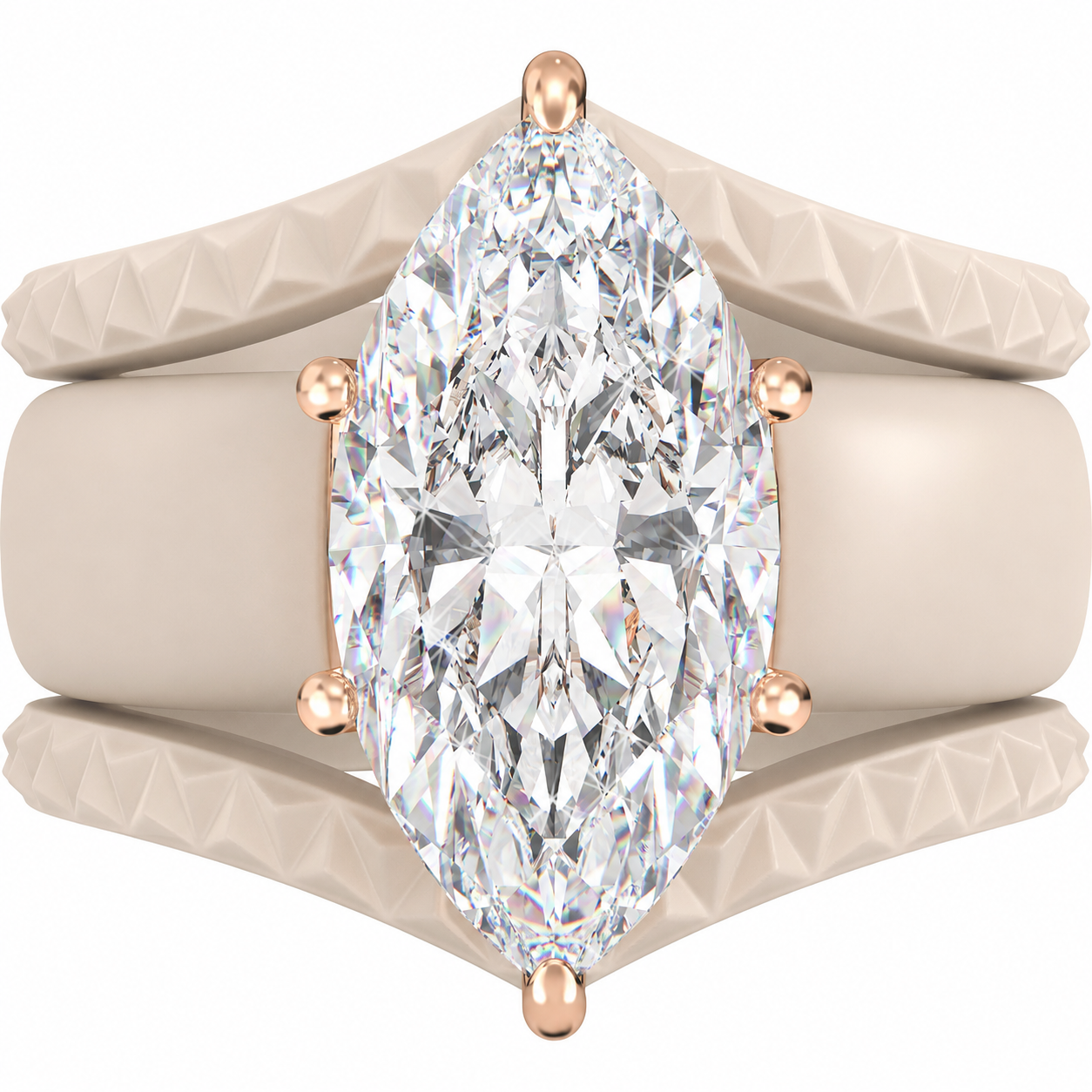 Silicone Ring Stackable Set – 14×7 mm Marquise Cut CZ | Patent-Pending Design - GlowStone Collection