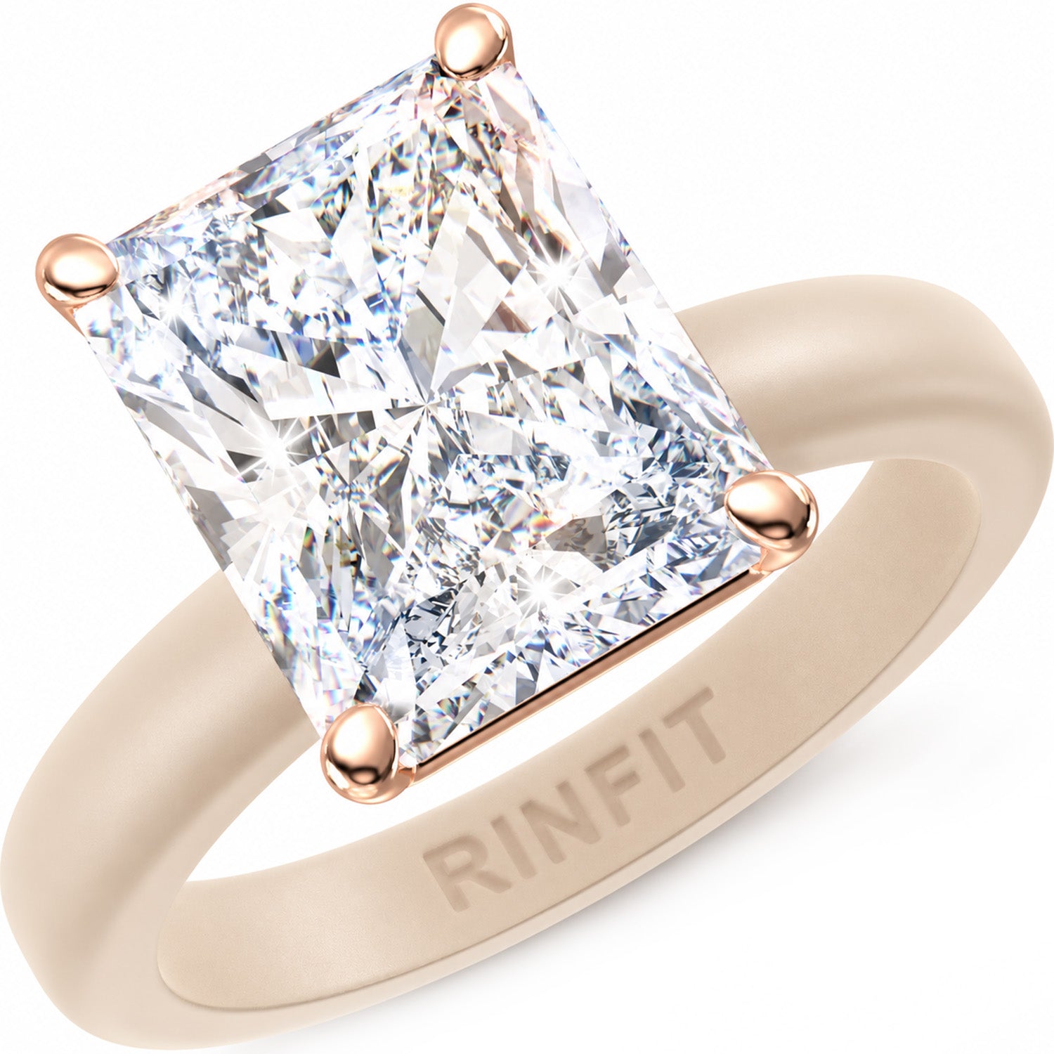 Rinfit Thin Silicone Ring – 10×8 mm Emerald Cut CZ | Patented Design - GlowStone Collection