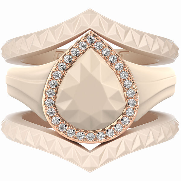 Pear Silicone Ring with Metal Frame & Stones – Includes 2 Stackable Bands | Patented Design by Rinfit