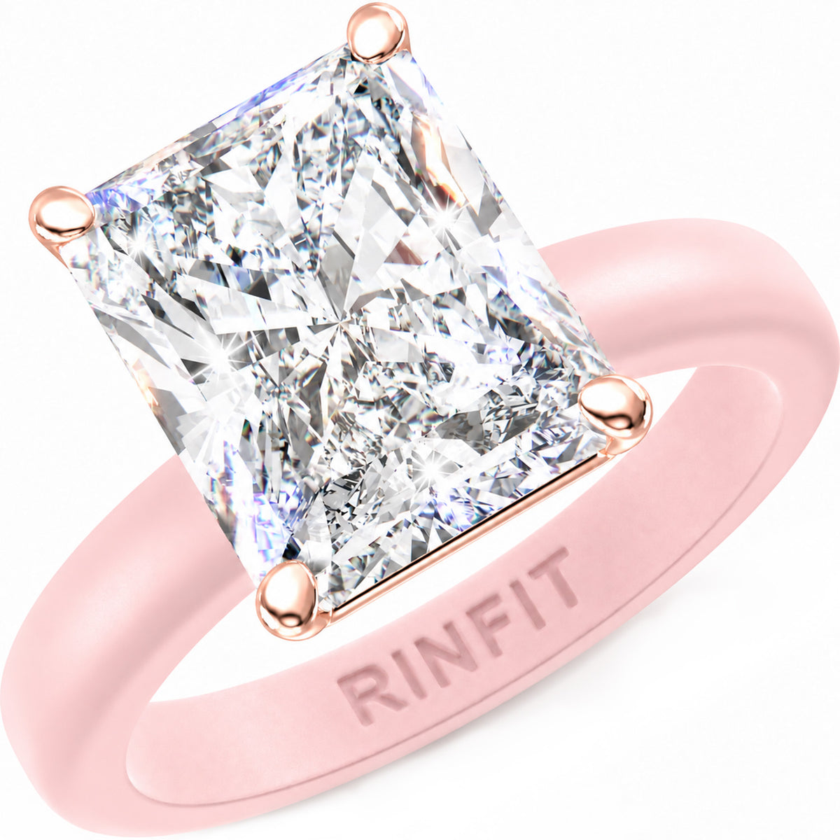 Rinfit Thin Silicone Ring – 10×8 mm Emerald Cut CZ | Patented Design - GlowStone Collection