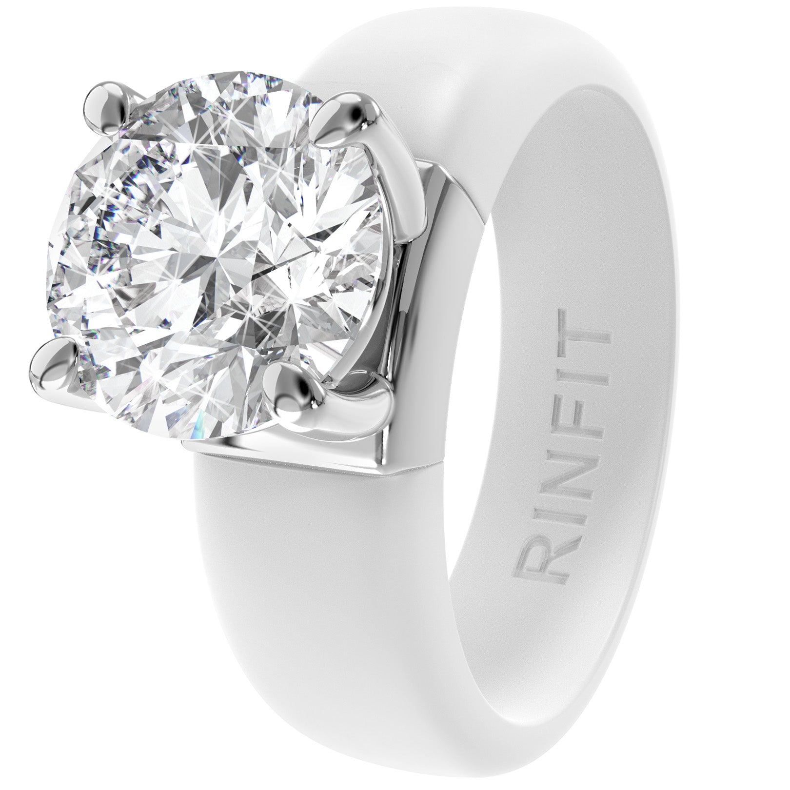 Silicone Ring – 7mm Round Solitaire CZ | Patented Design - GlowStone Collection by Rinfit