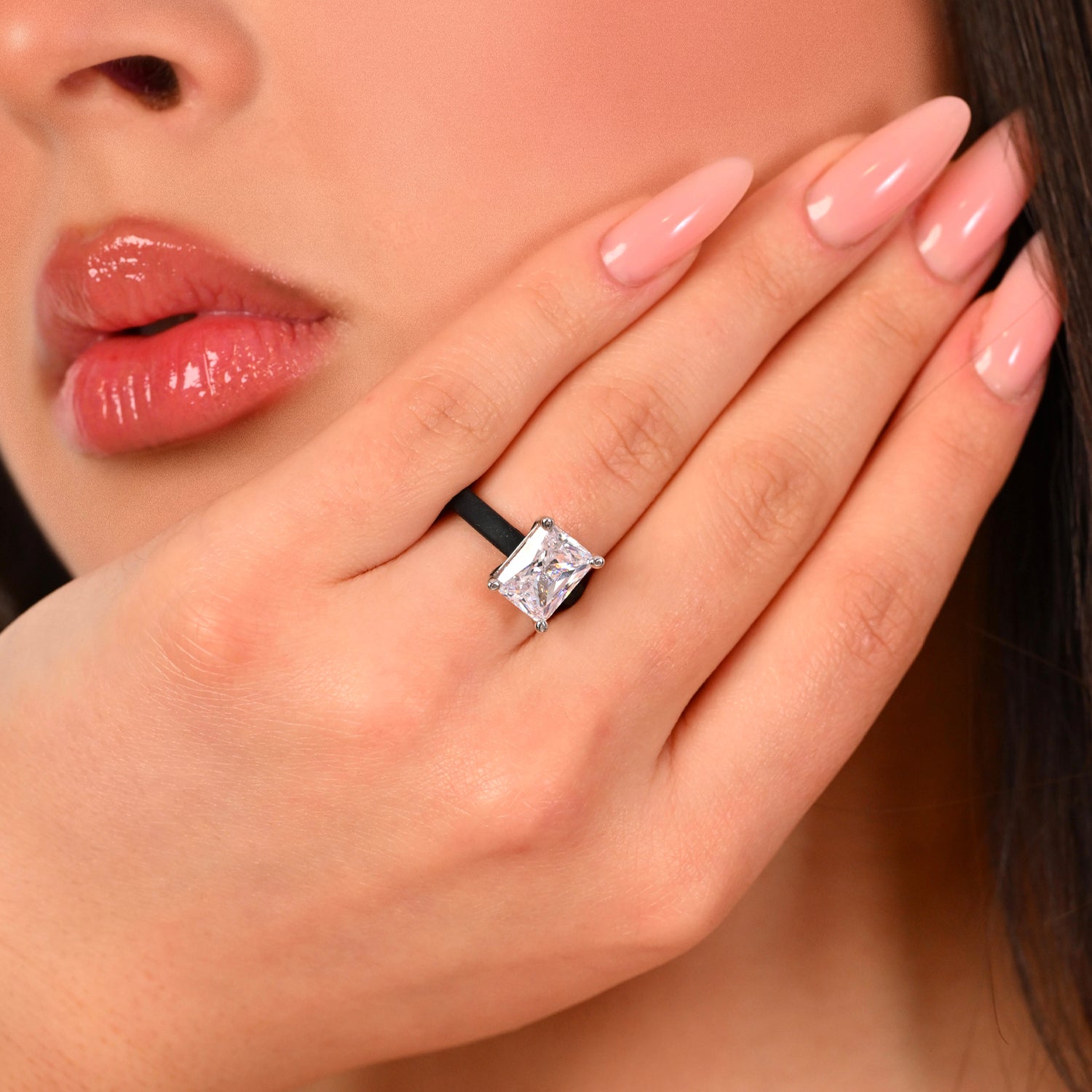 Rinfit Thin Silicone Ring – 10×8 mm Emerald Cut CZ | Patented Design - GlowStone Collection