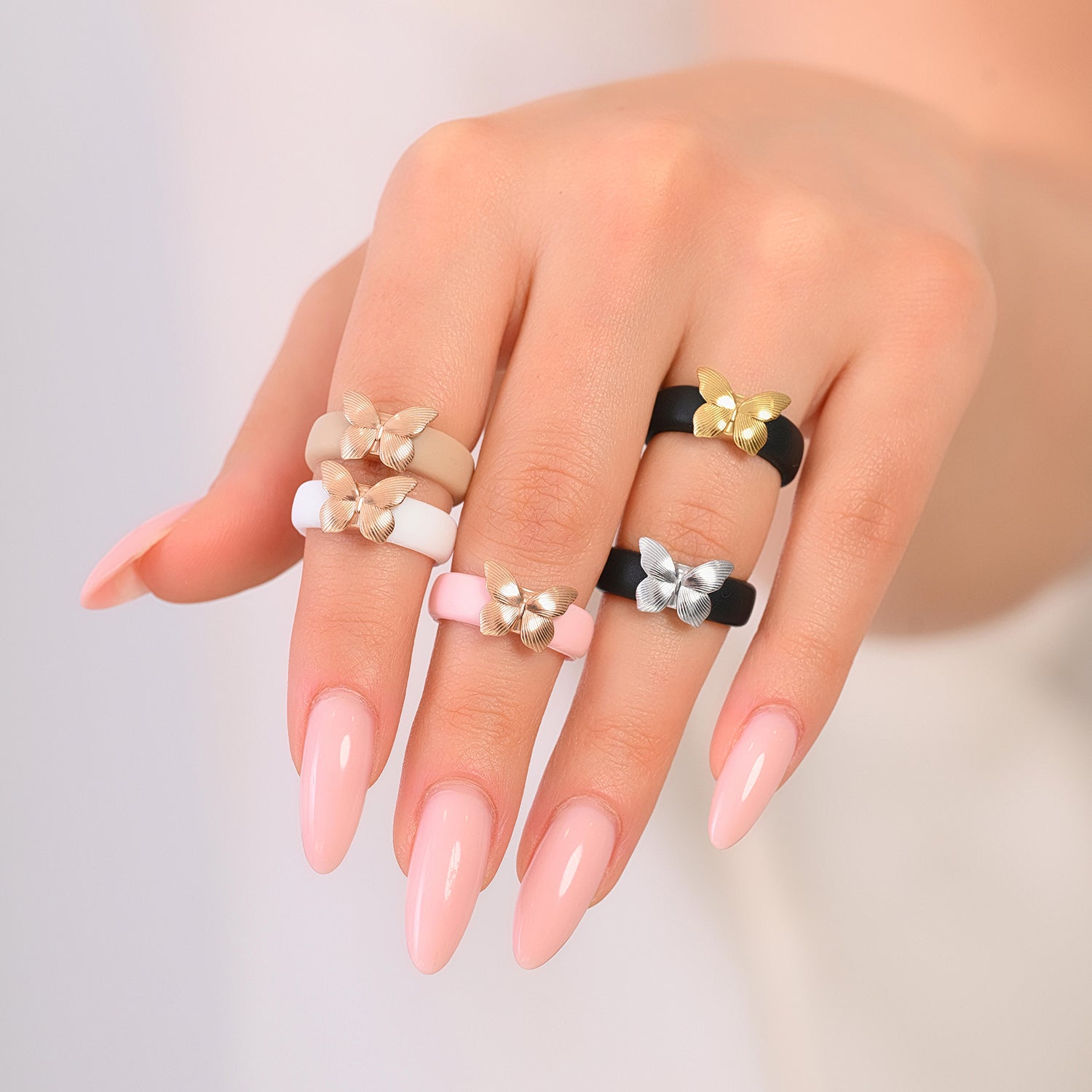 Butterfly Collection - Women's Silicone Rings with Stainless Steel Butterfly - Patent Pending