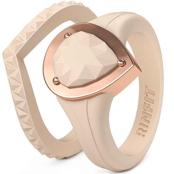Rinfit Silicone Wedding Rings for Women - Metal Framed with Stackable Collection
