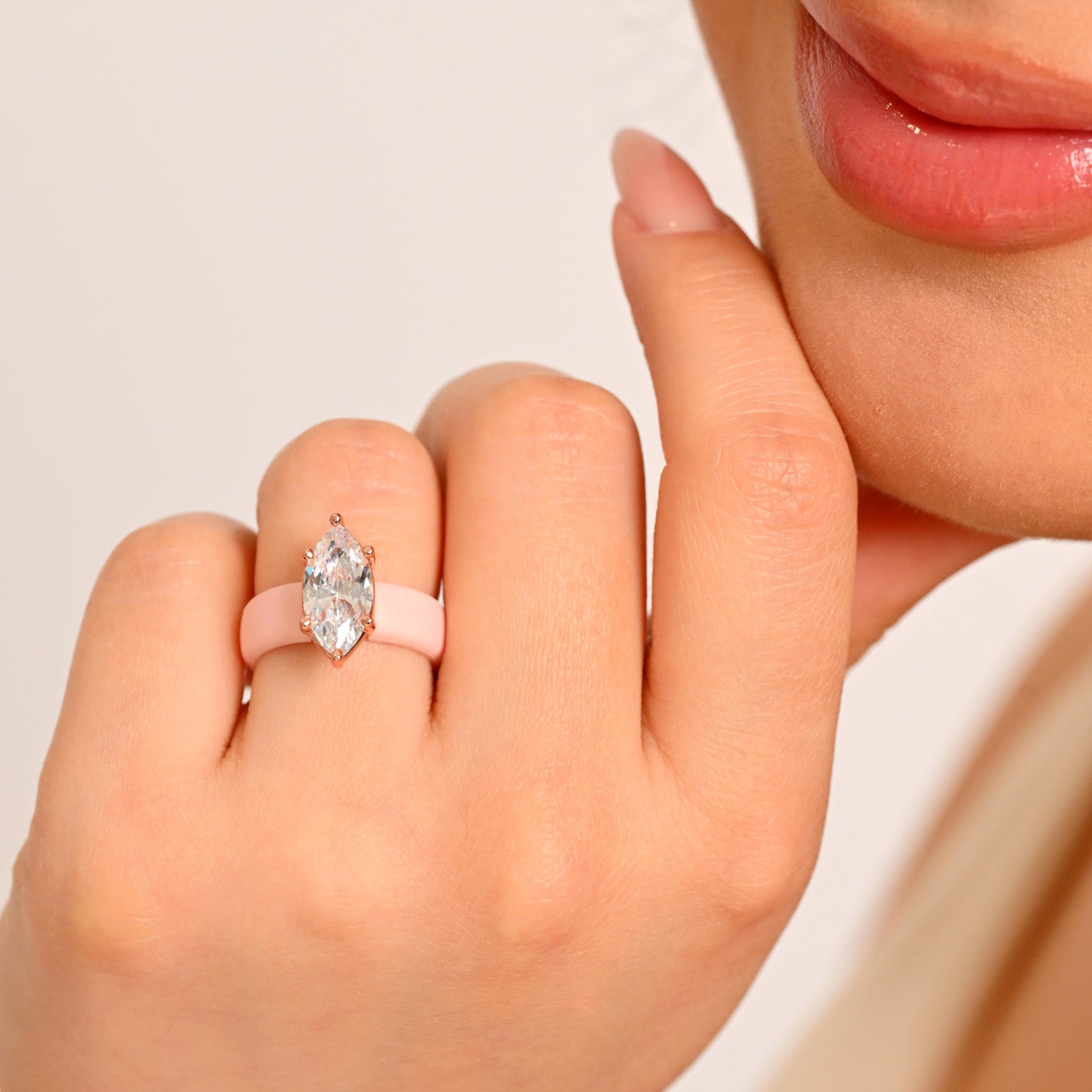 Silicone Ring – 14×7 mm Marquise Cut CZ | Patent-Pending Design - GlowStone Collection