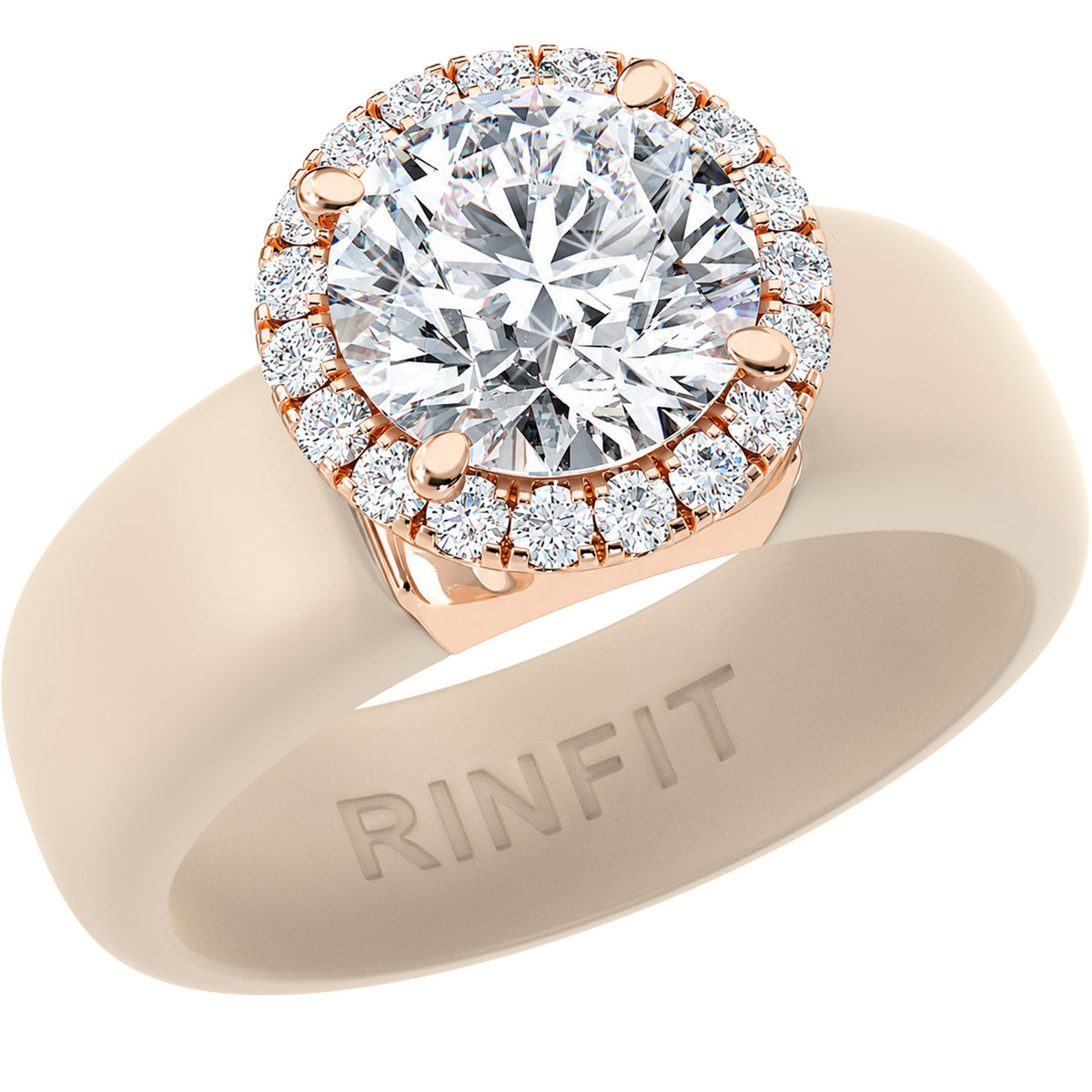 Rinfit Halo Silicone Ring for Women - 7 mm Round Cut CZ | Patented Design