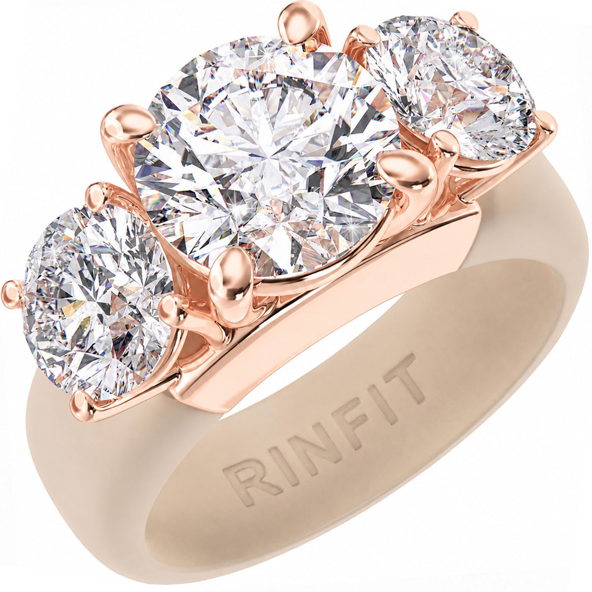 Rinfit Silicone Ring with Three Round CZ Stones - Patented