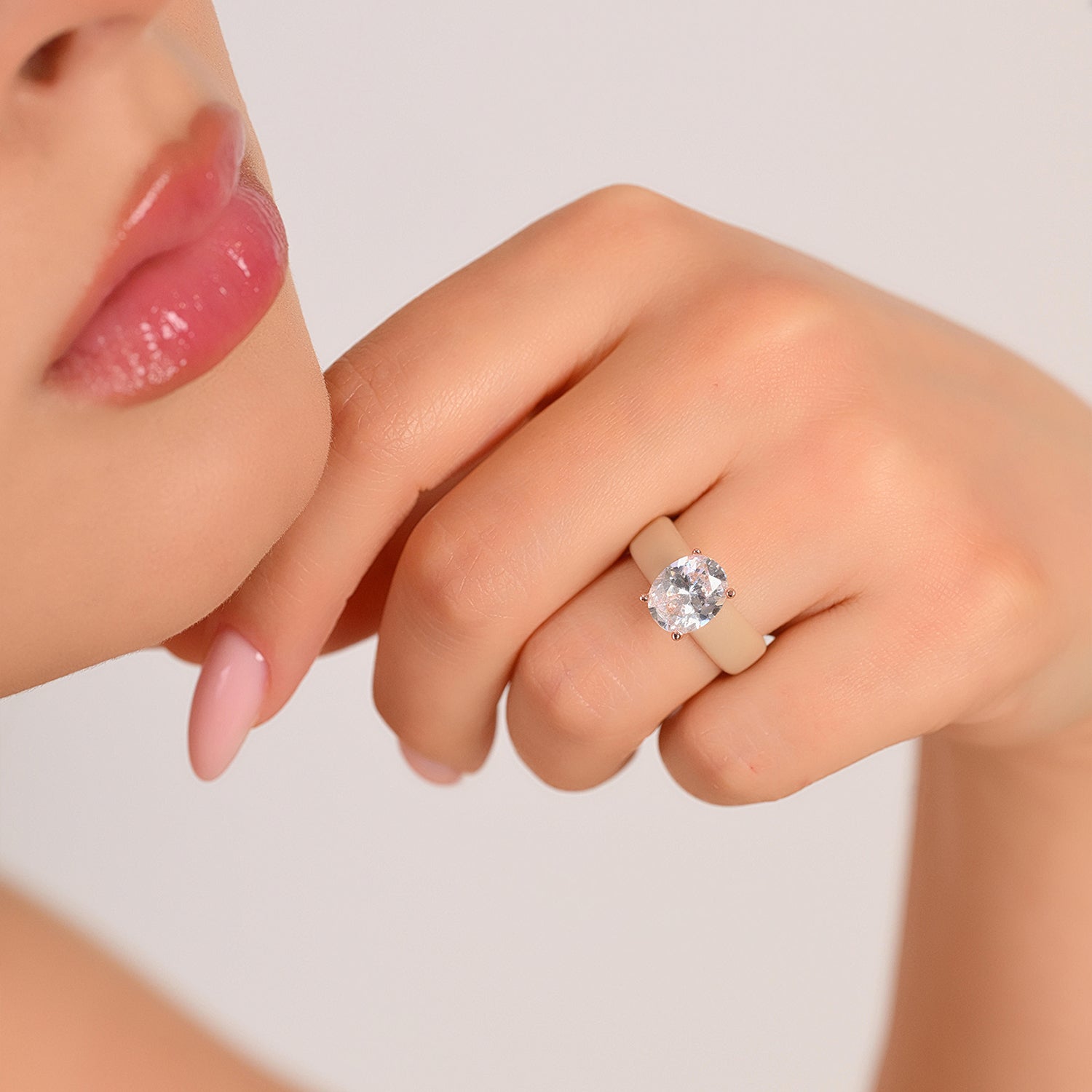 Silicone Ring – 11×8 mm Oval Cut CZ | Patented Design - GlowStone Collection