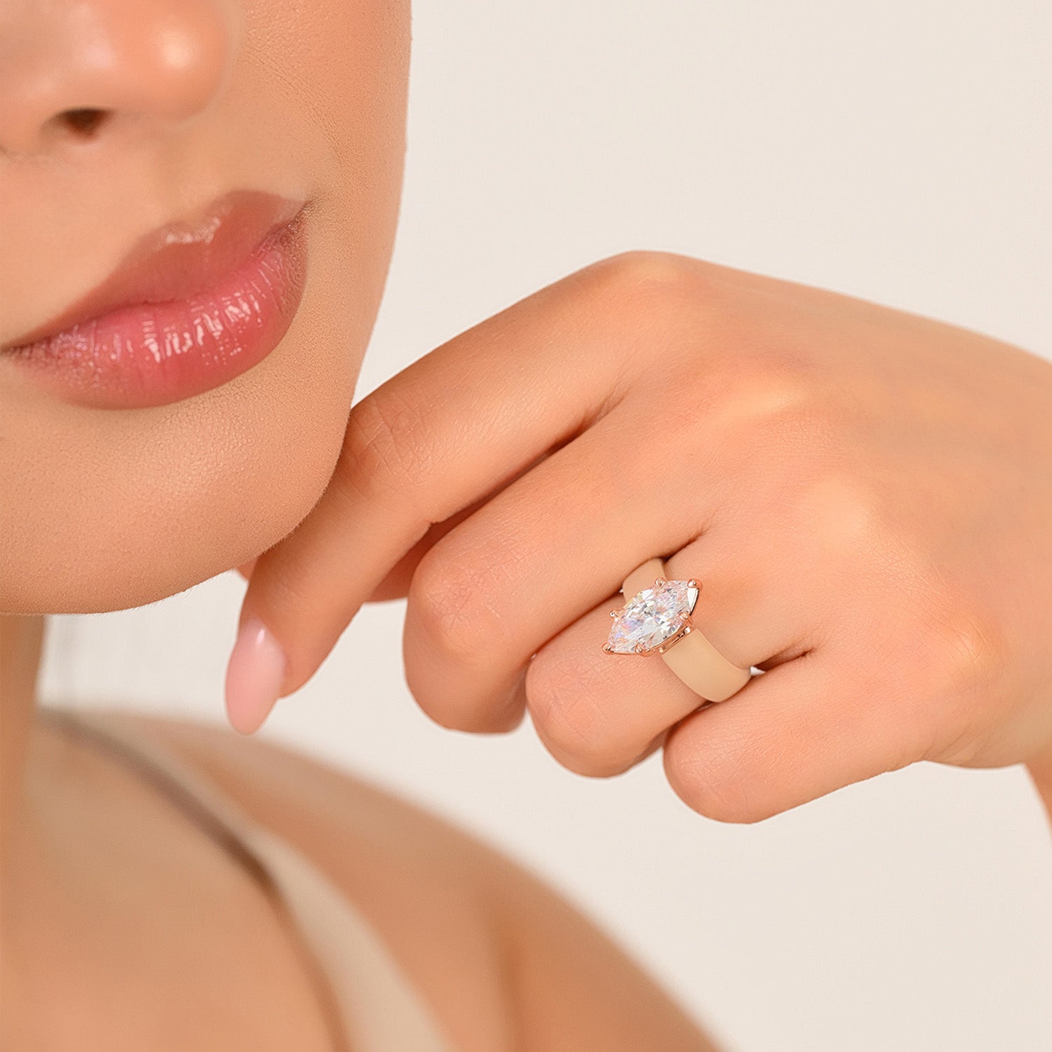 Silicone Ring – 14×7 mm Marquise Cut CZ | Patent-Pending Design - GlowStone Collection