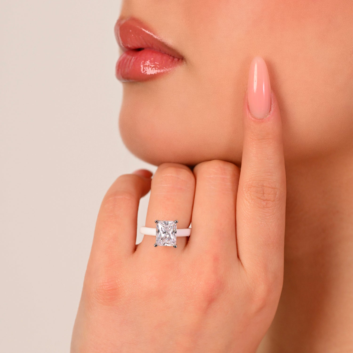Rinfit Thin Silicone Ring – 10×8 mm Emerald Cut CZ | Patented Design - GlowStone Collection