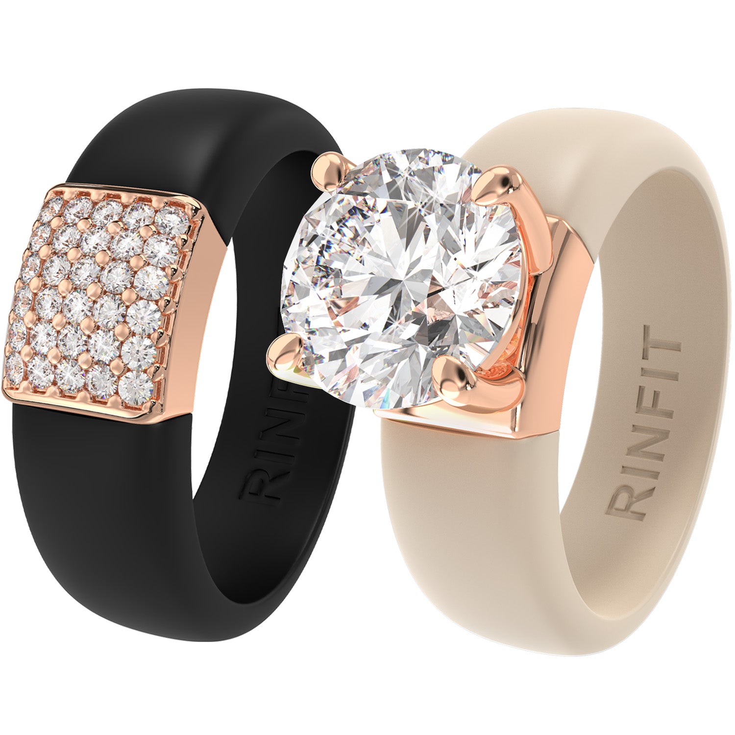 Set Silicone Ring – 7mm Round Solitaire CZ | Patented Design - GlowStone Collection
