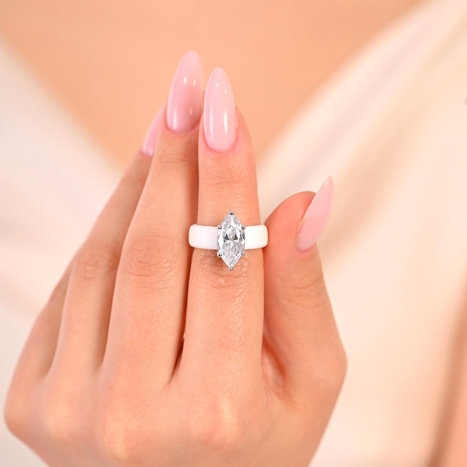 Silicone Ring – 14×7 mm Marquise Cut CZ | Patent-Pending Design - GlowStone Collection