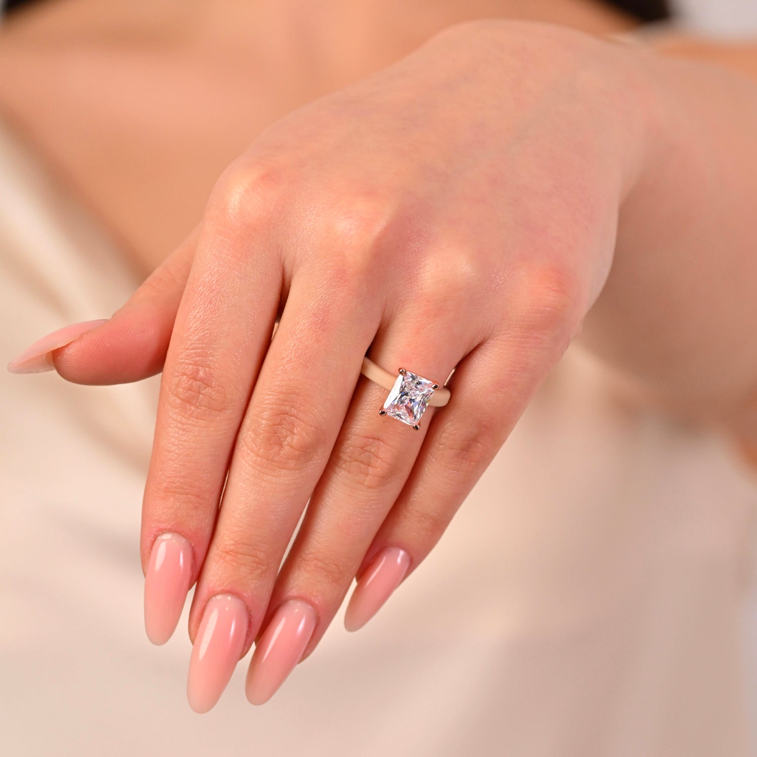 Rinfit Thin Silicone Ring – 10×8 mm Emerald Cut CZ | Patented Design - GlowStone Collection