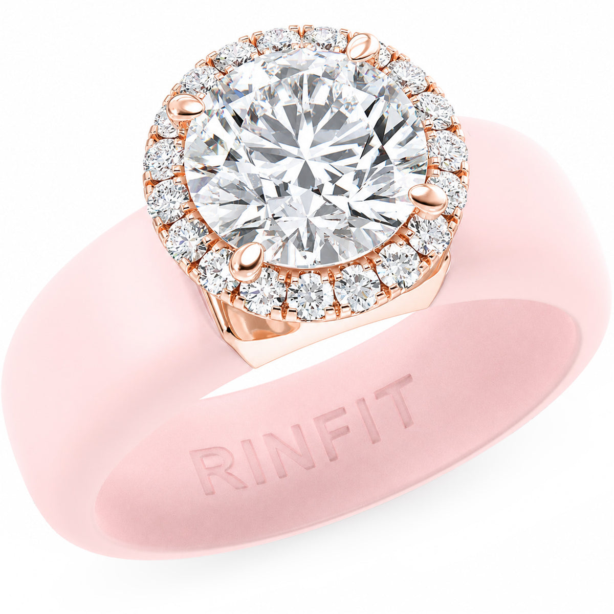 Rinfit Halo Silicone Ring for Women - 7 mm Round Cut CZ | Patented Design