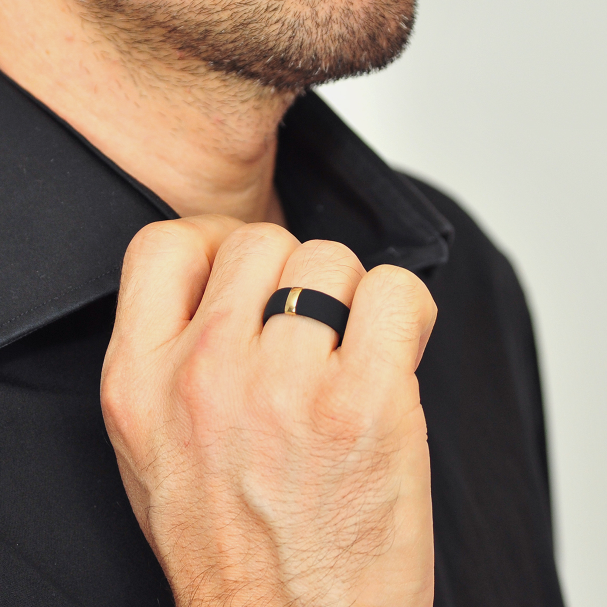 Silicone Wedding Ring with Stainless Steel Strip - MetalBar Collection