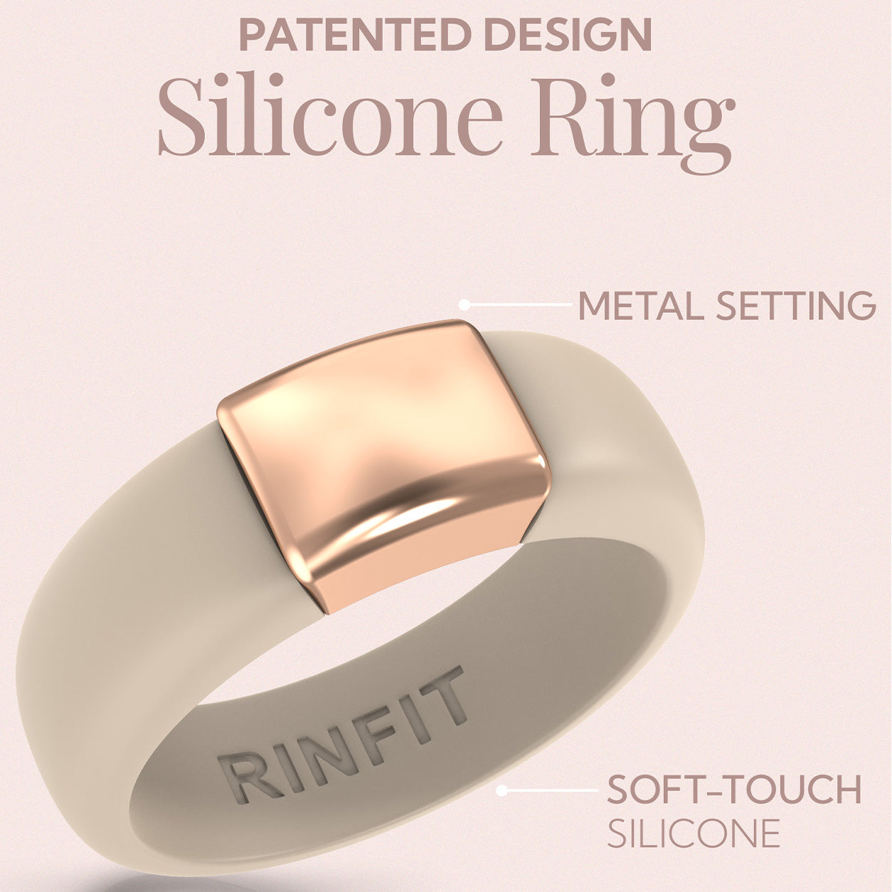 Rinfit Women's Silicone Ring with Stainless Steel Plate | Patented Design