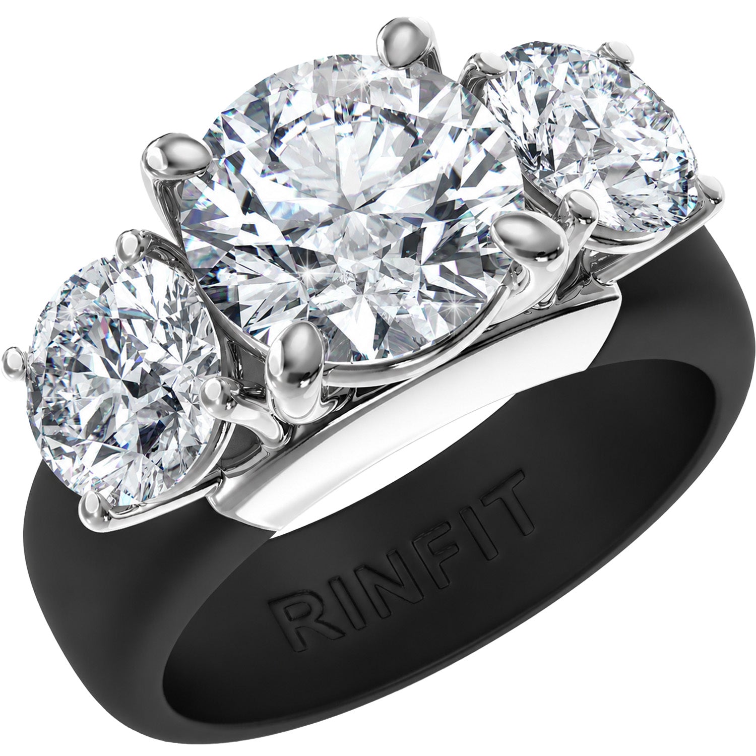 Rinfit Silicone Ring with Three Round CZ Stones - Patented