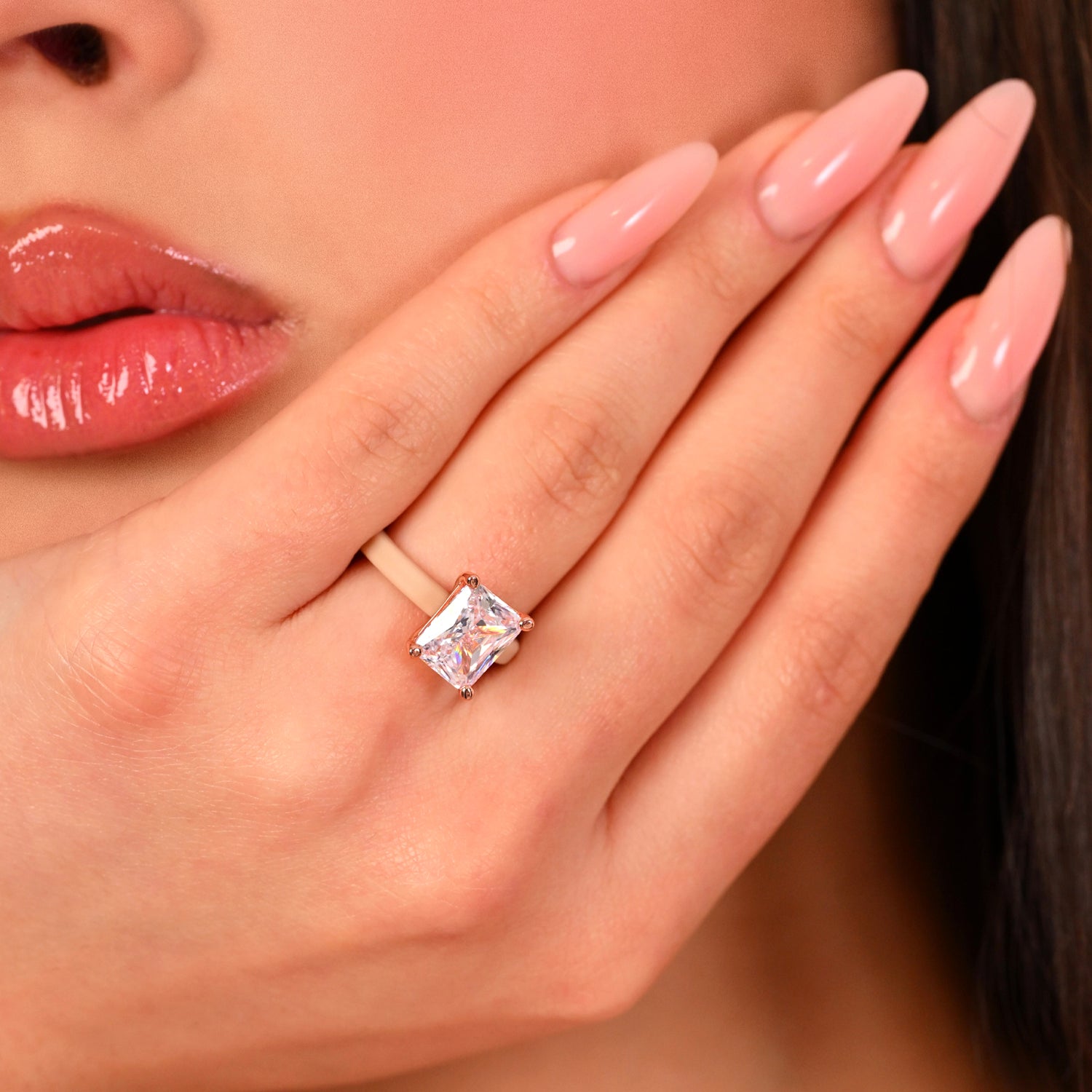 Rinfit Thin Silicone Ring – 10×8 mm Emerald Cut CZ | Patented Design - GlowStone Collection