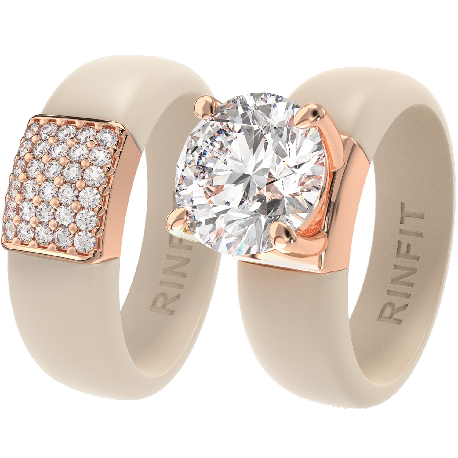 Set Silicone Ring – 7mm Round Solitaire CZ | Patented Design - GlowStone Collection