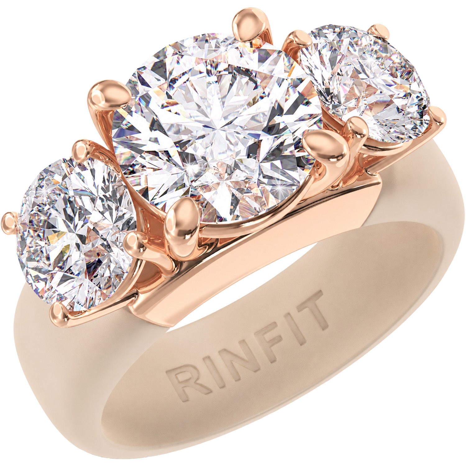 Rinfit Silicone Ring with Three Round CZ Stones - Patented