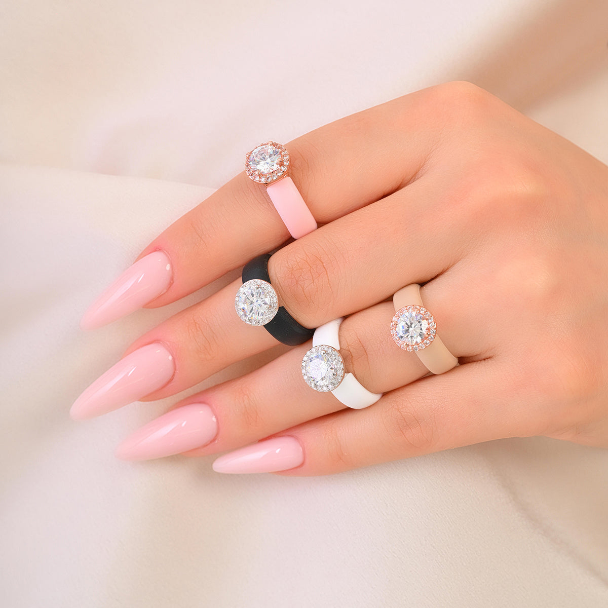 Rinfit Halo Silicone Ring for Women - 7 mm Round Cut CZ | Patented Design