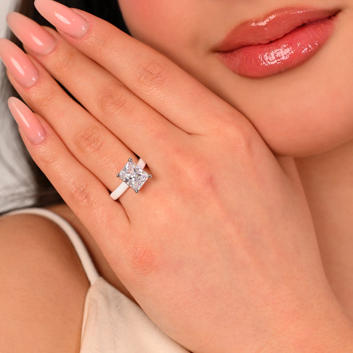 Rinfit Thin Silicone Ring – 10×8 mm Emerald Cut CZ | Patented Design - GlowStone Collection