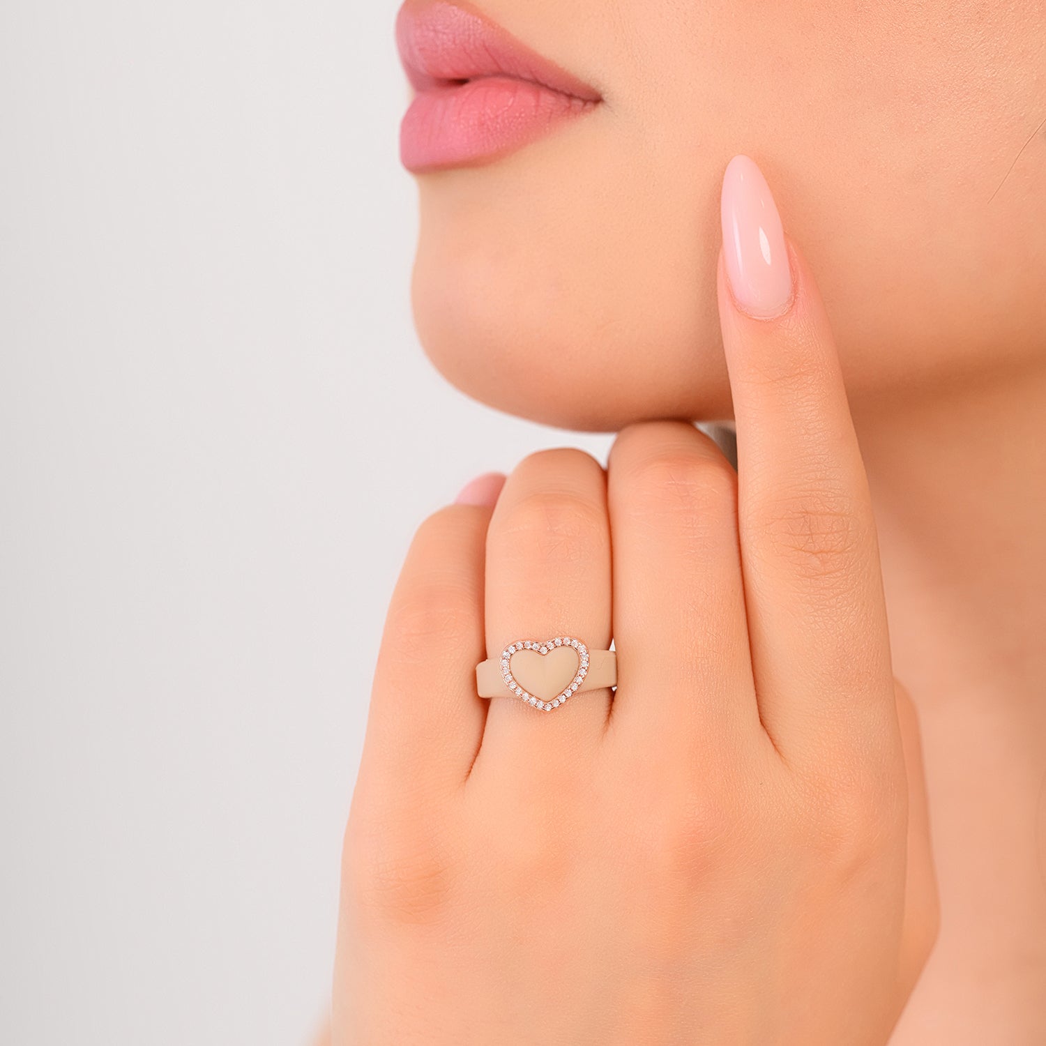 Heart with Metal Frame & CZ Stones - Women's Silicone Rings- Patented Design