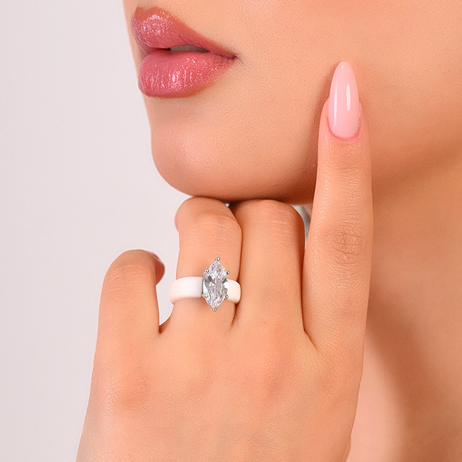 Silicone Ring – 14×7 mm Marquise Cut CZ | Patent-Pending Design - GlowStone Collection