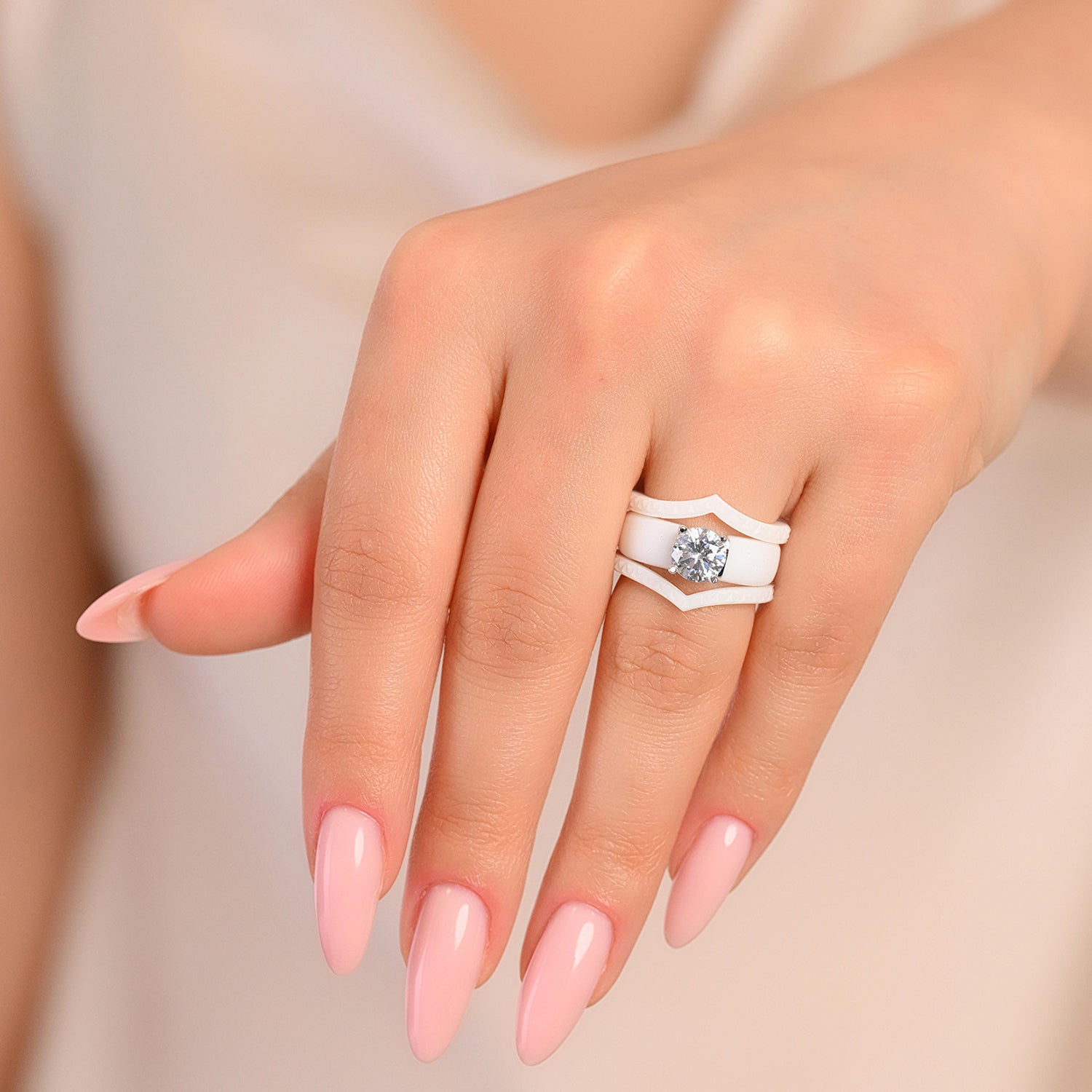 Silicone Ring Stackable Set – 7mm Round Solitaire CZ | Patented Design - GlowStone Collection