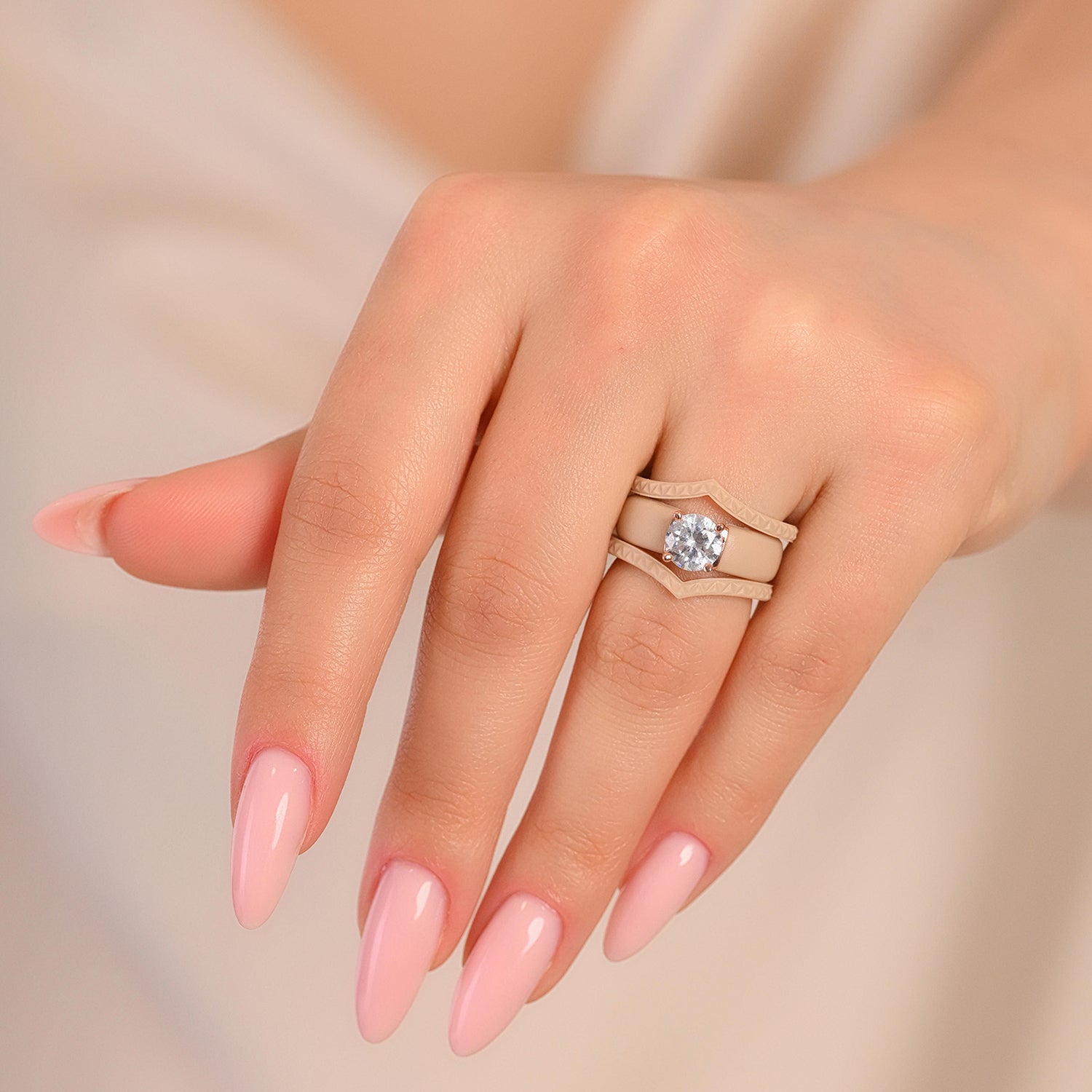 Silicone Ring Stackable Set – 7mm Round Solitaire CZ | Patented Design - GlowStone Collection