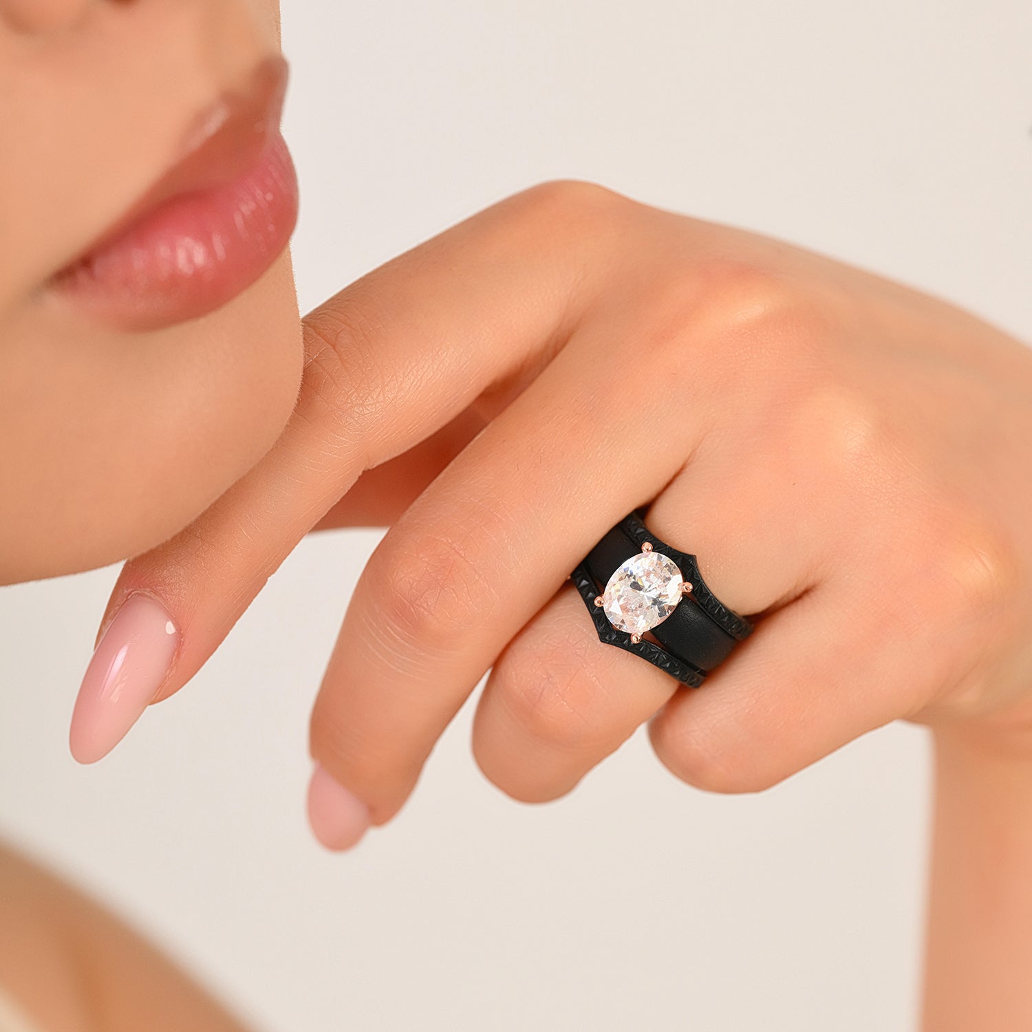 Silicone Ring Stackable Set – 11×8 mm Oval Cut CZ | Patented Design - GlowStone Collection