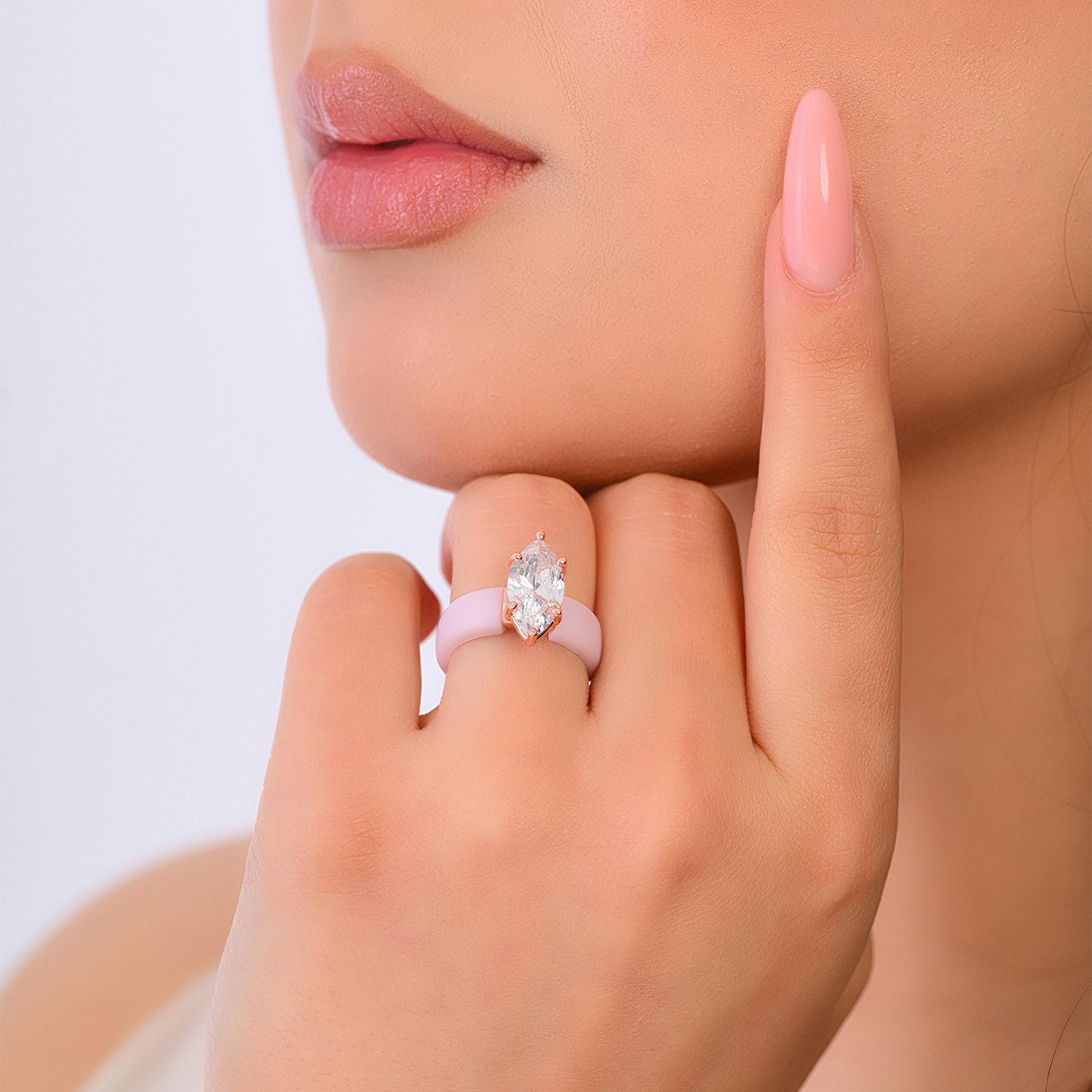 Silicone Ring – 14×7 mm Marquise Cut CZ | Patent-Pending Design - GlowStone Collection