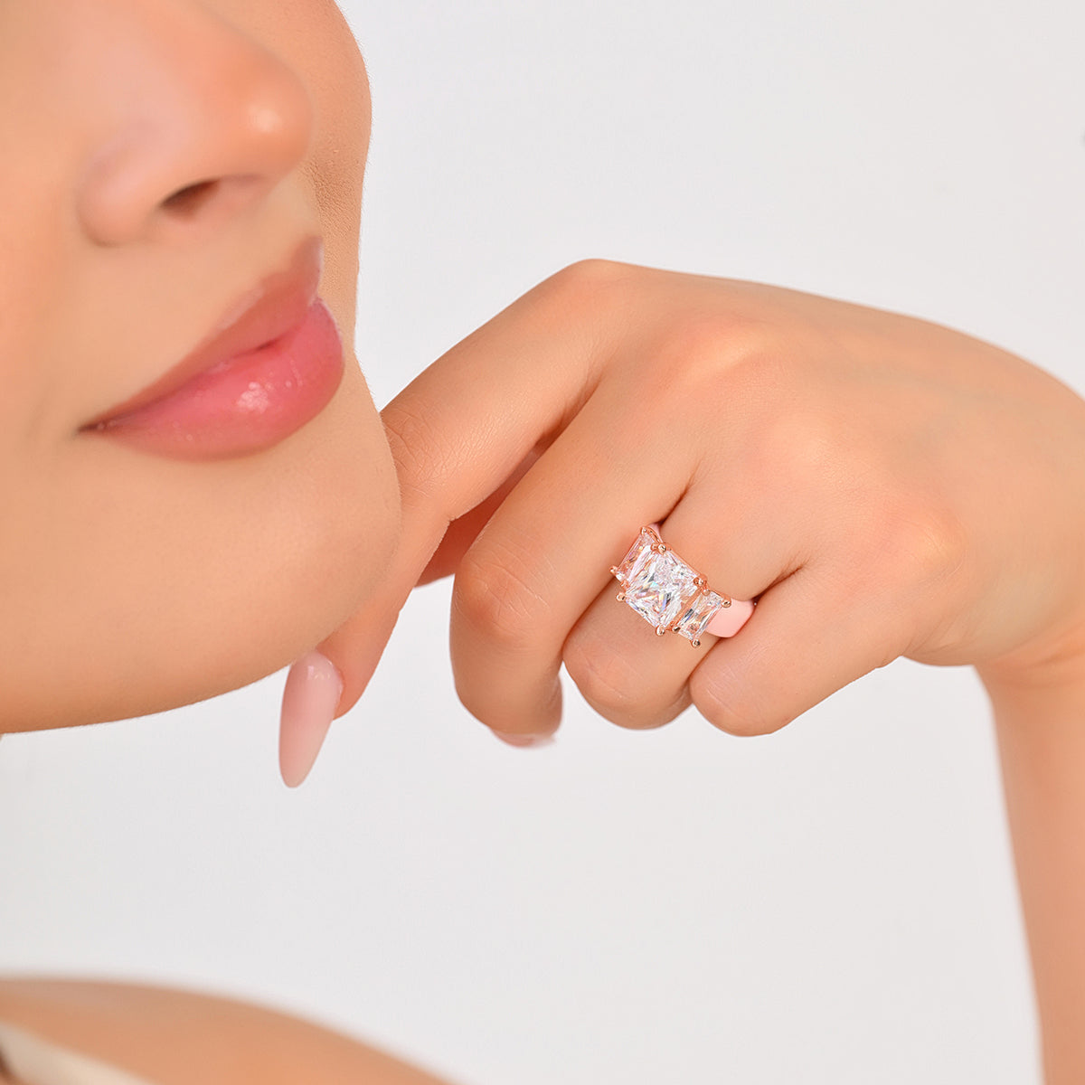 Rinfit Silicone Ring with Three Emerald CZ Stones - Patented