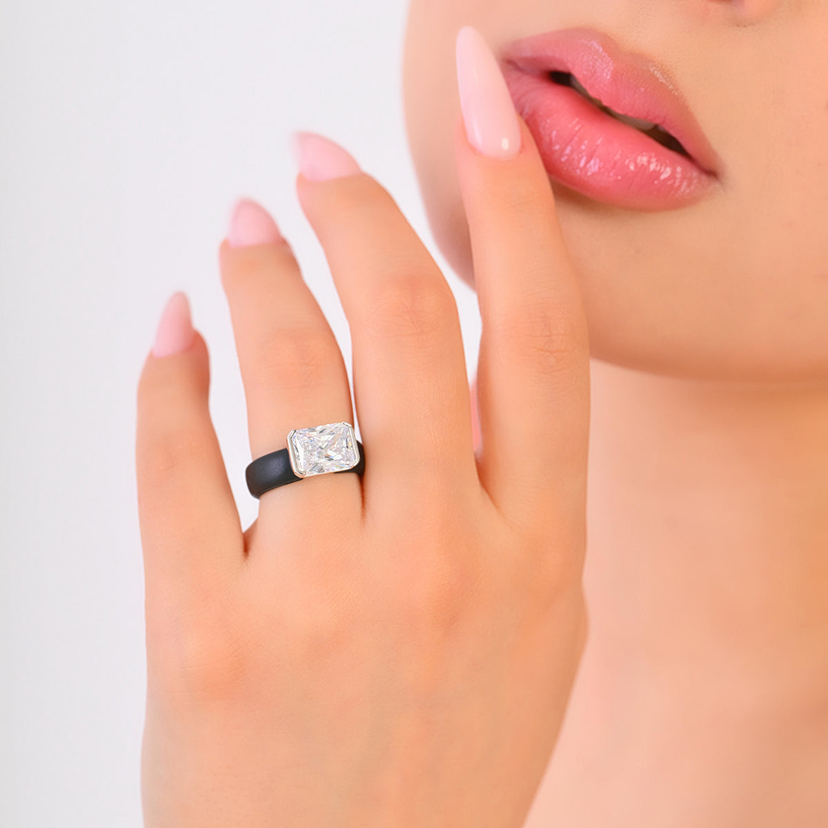 Rinfit Silicone Ring with CZ Stone, East-West Radiant Cut