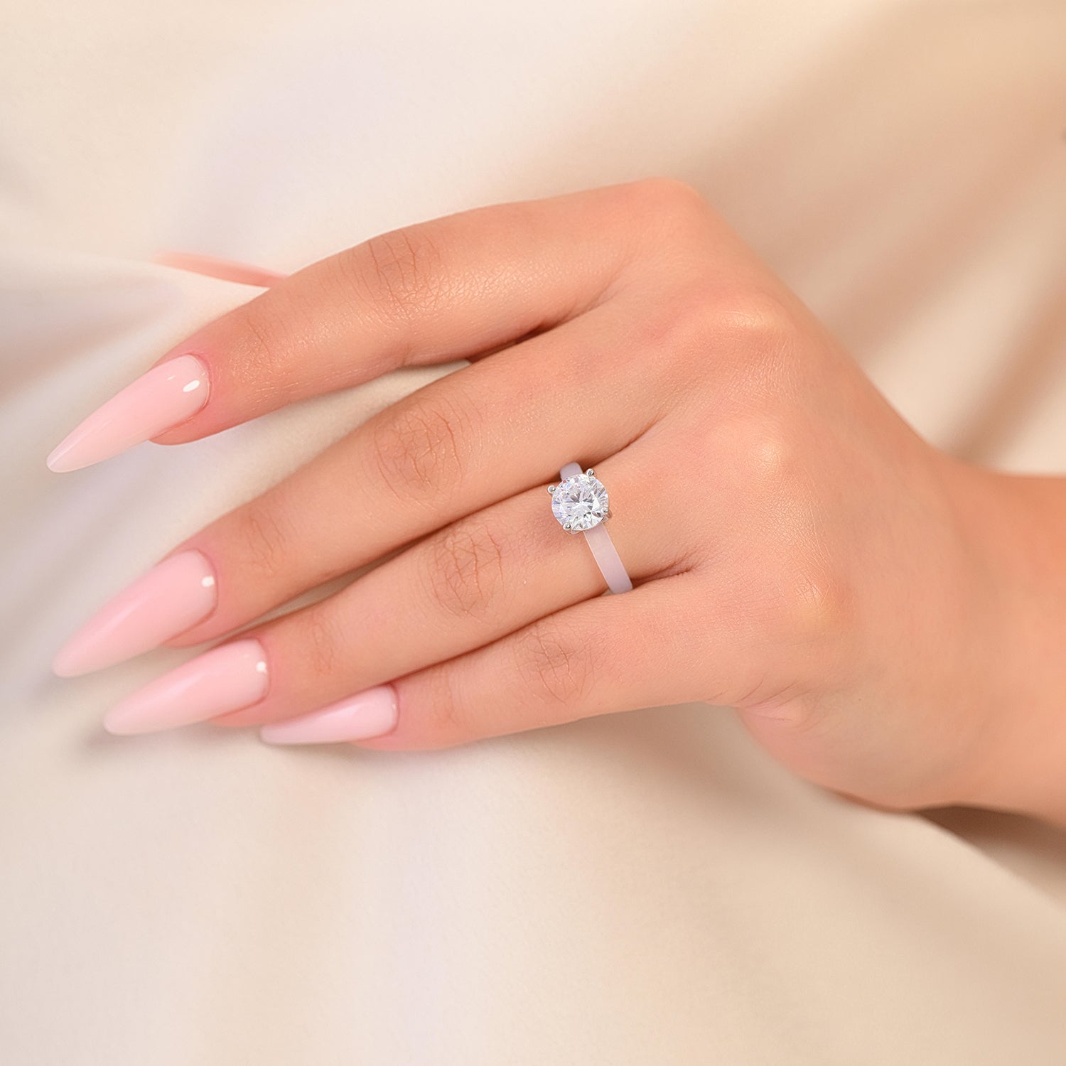 Rinfit Frosted Clear Thin Silicone Ring with Round cut CZ | Patented Design