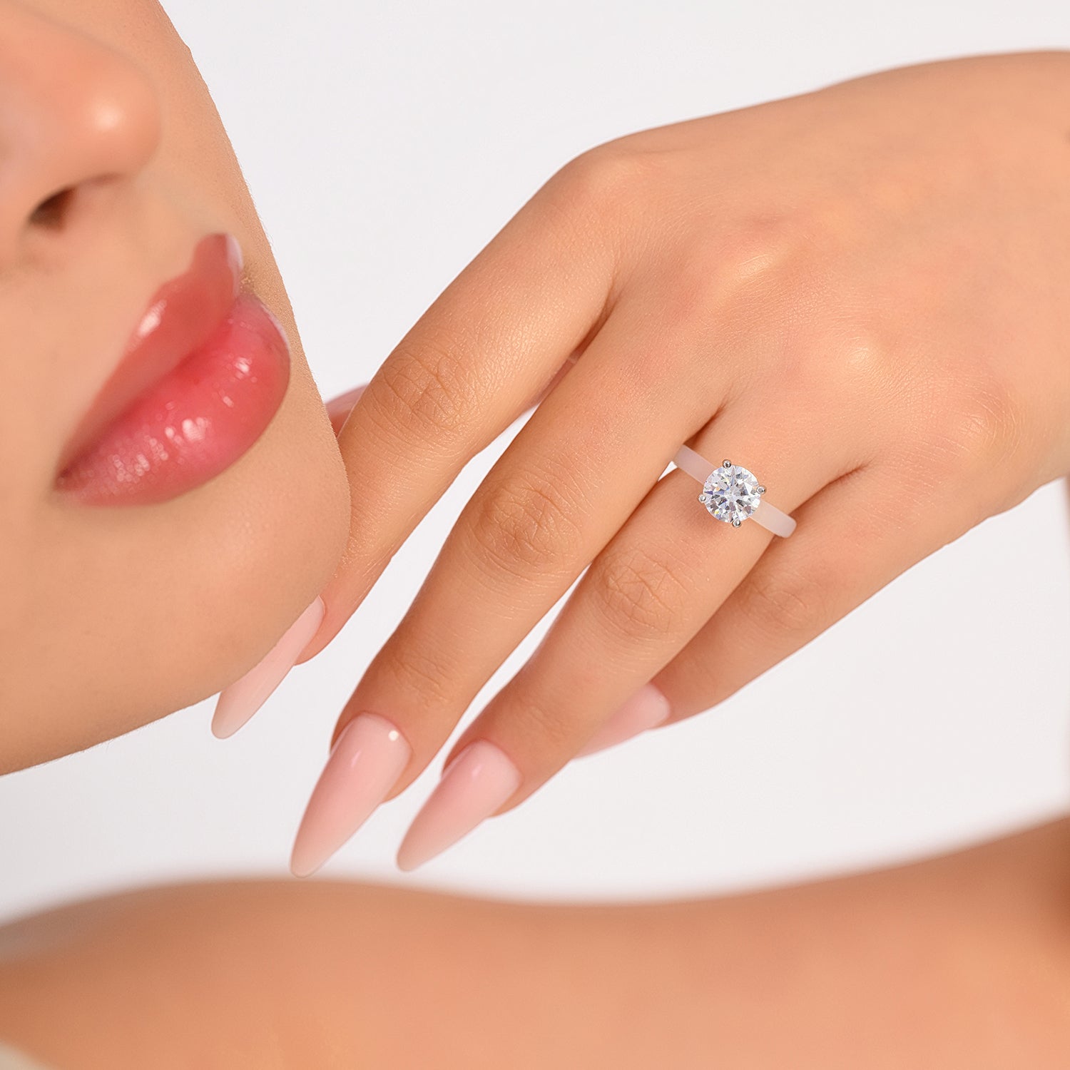 Rinfit Frosted Clear Thin Silicone Ring with Round cut CZ | Patented Design