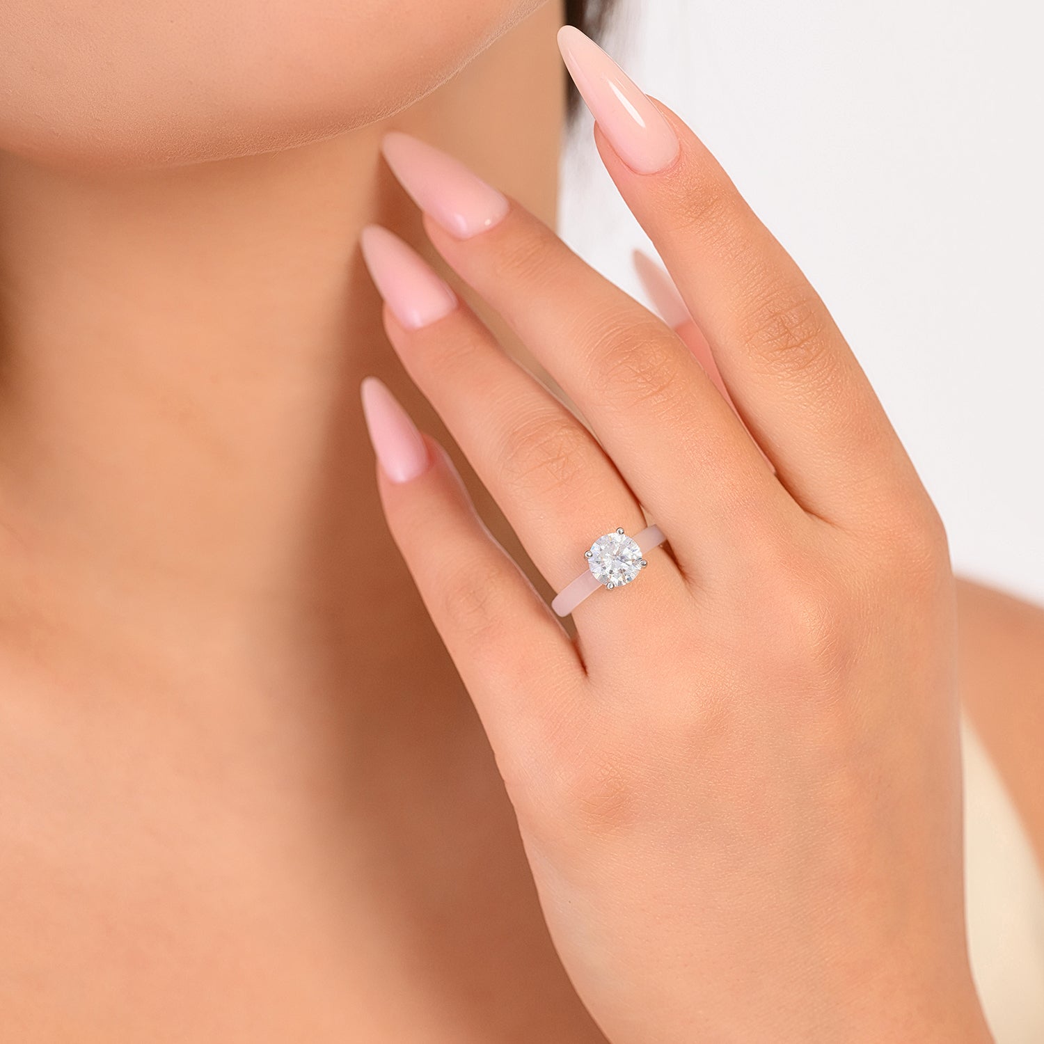 Rinfit Frosted Clear Thin Silicone Ring with Round cut CZ | Patented Design