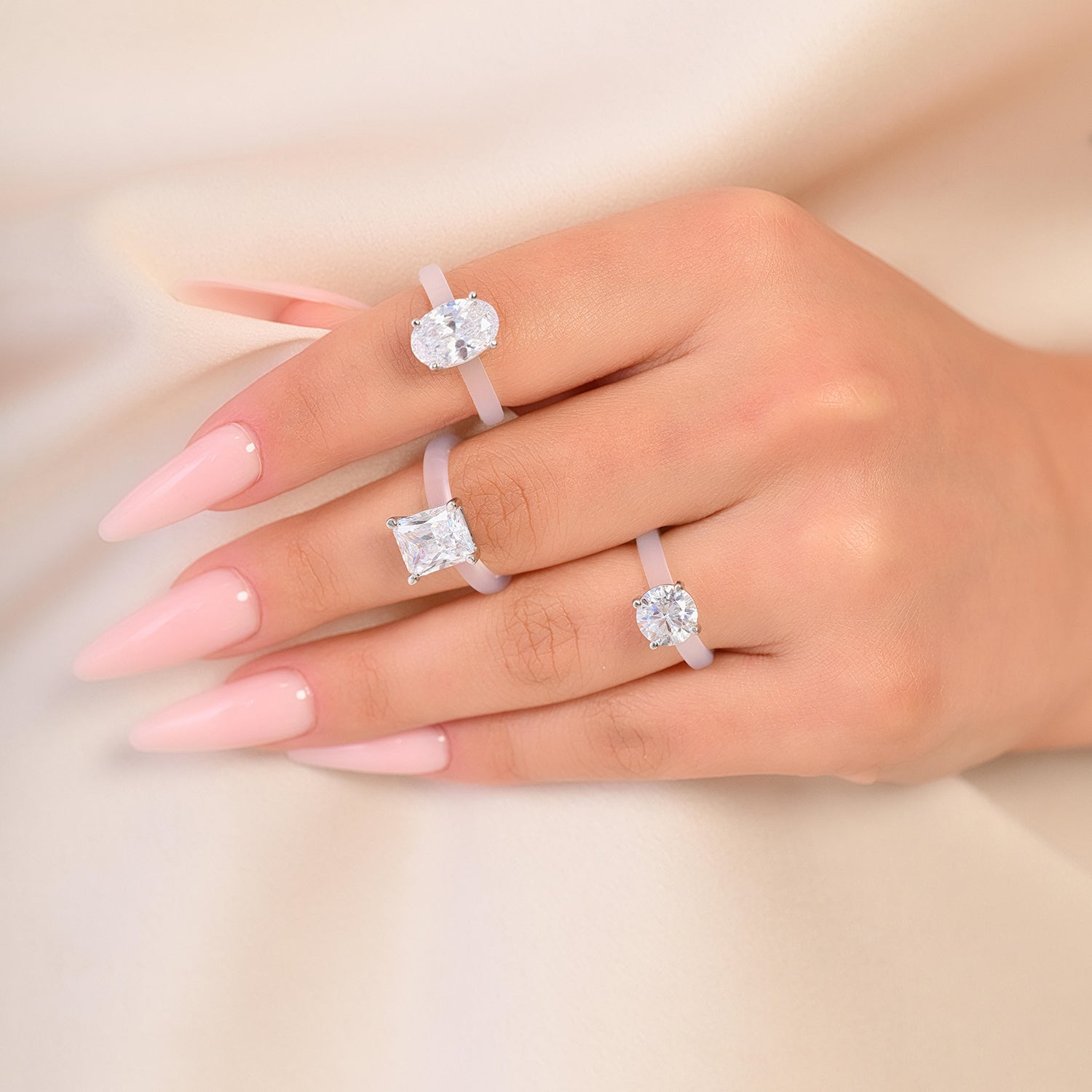 Rinfit Frosted Clear Thin Collection – Set of Emerald, Round and Oval - Patented Design