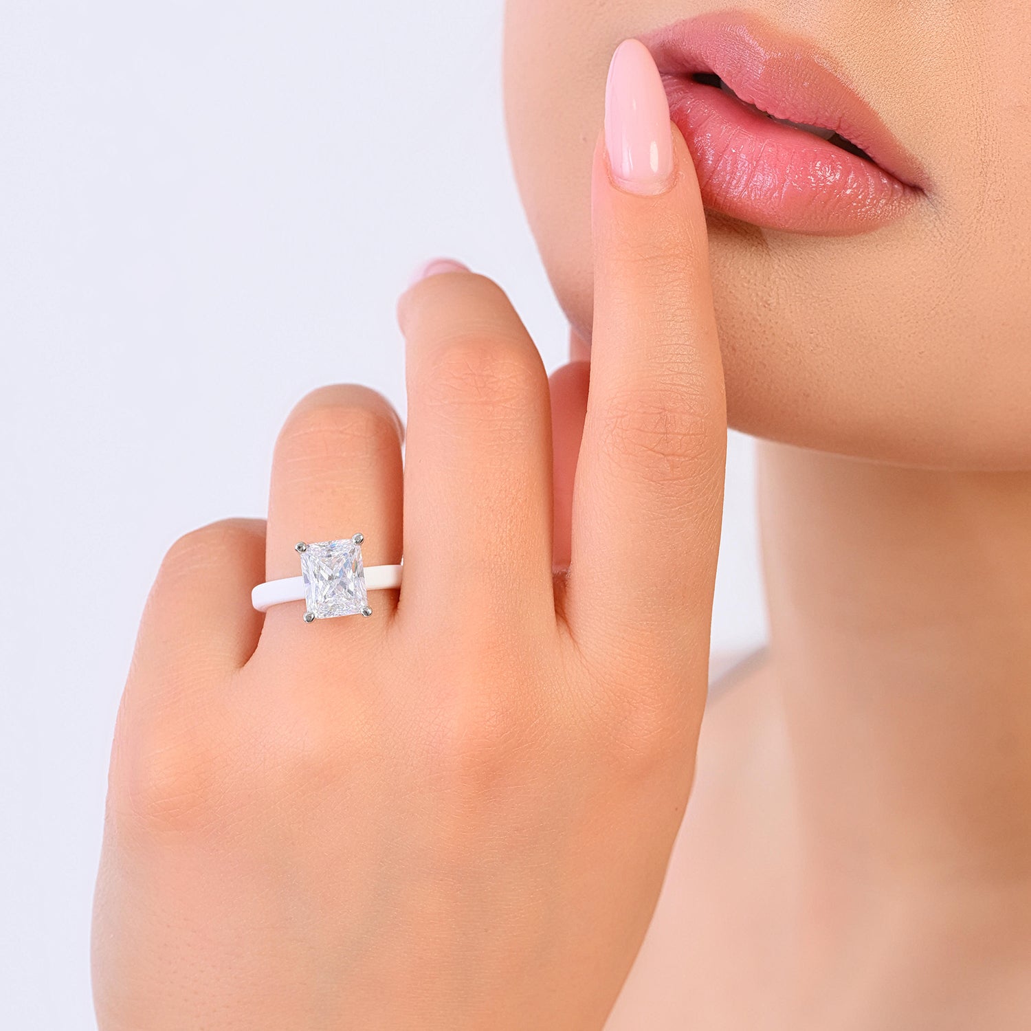 Rinfit Thin Silicone Ring – 10×8 mm Emerald Cut CZ | Patented Design - GlowStone Collection