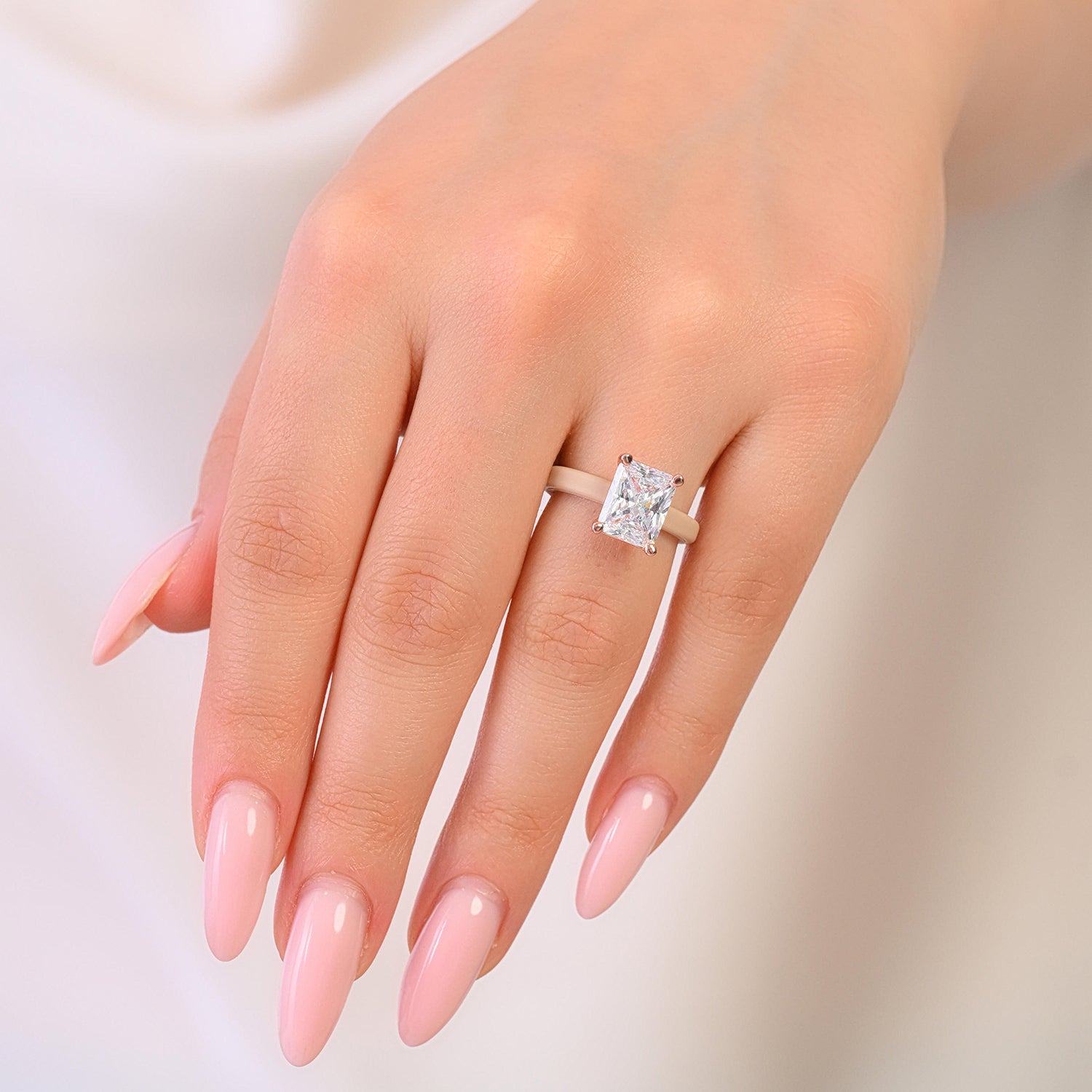 Rinfit Thin Silicone Ring – 10×8 mm Emerald Cut CZ | Patented Design - GlowStone Collection