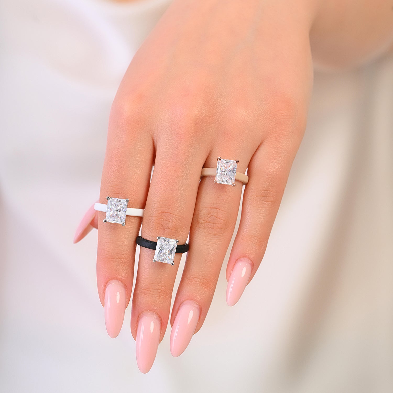 Rinfit Thin Silicone Ring – 10×8 mm Emerald Cut CZ | Patented Design - GlowStone Collection