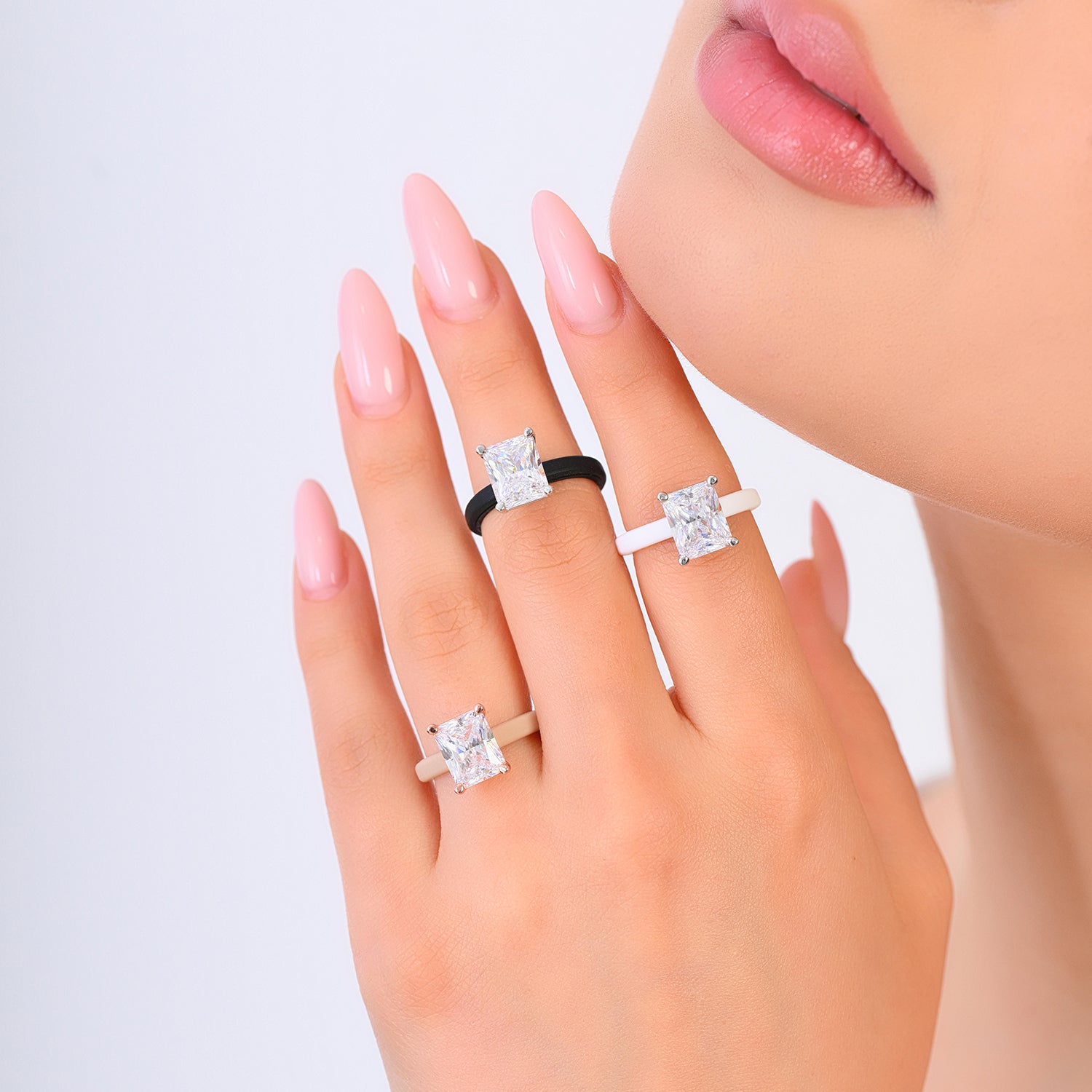 Rinfit Thin Silicone Ring – 10×8 mm Emerald Cut CZ | Patented Design - GlowStone Collection