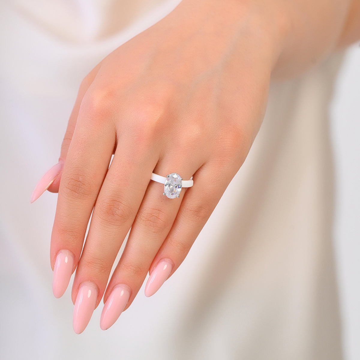 Rinfit Thin Silicone Ring for Women - Oval Cut CZ | Patented Design