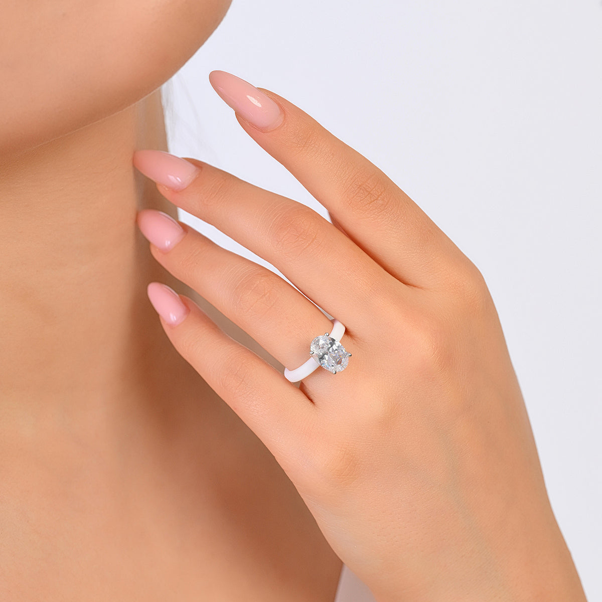 Rinfit Thin Silicone Ring for Women - Oval Cut CZ | Patented Design