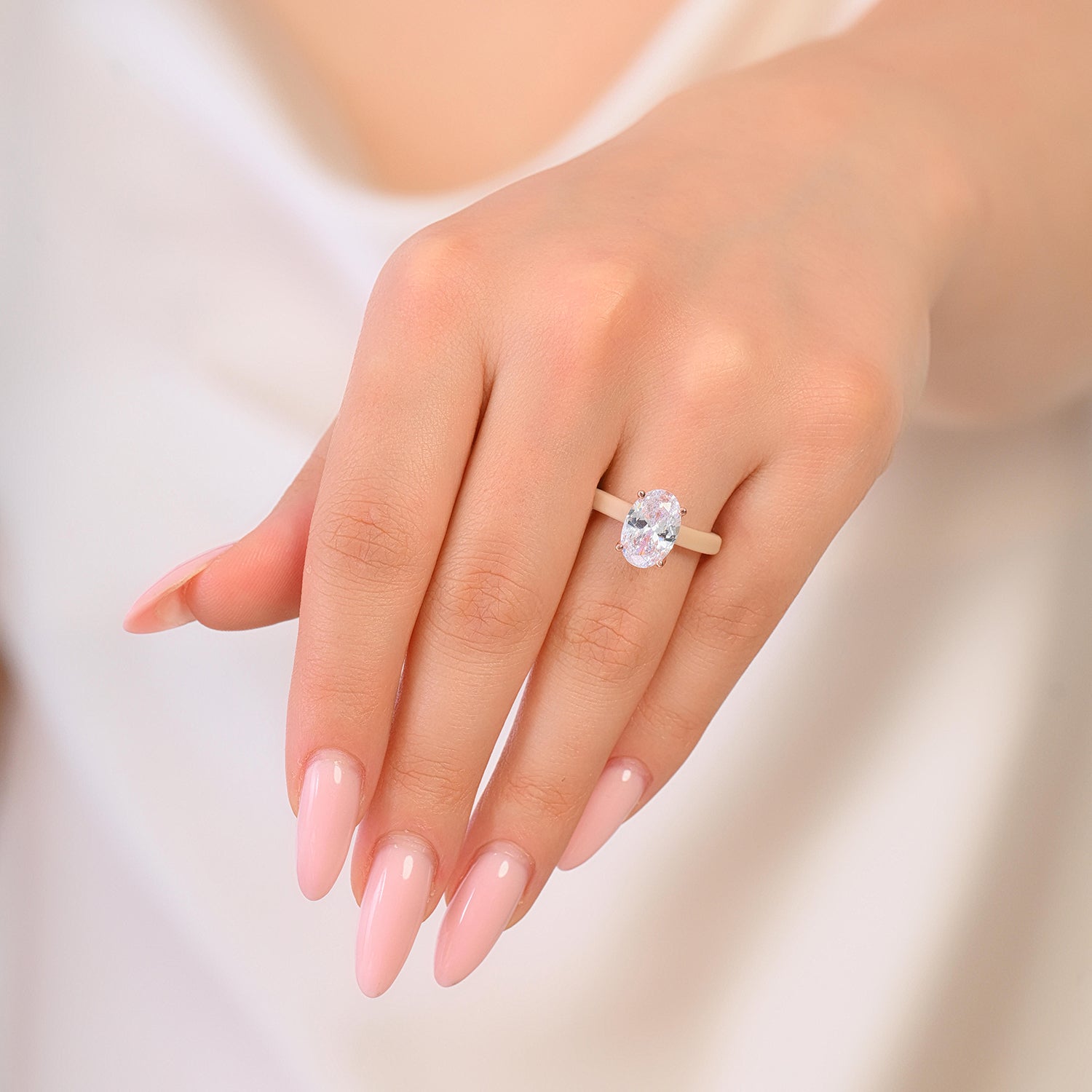 Rinfit Thin Silicone Ring for Women - Oval Cut CZ | Patented Design