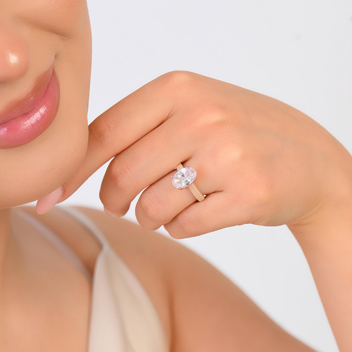 Rinfit Thin Silicone Ring for Women - Oval Cut CZ | Patented Design